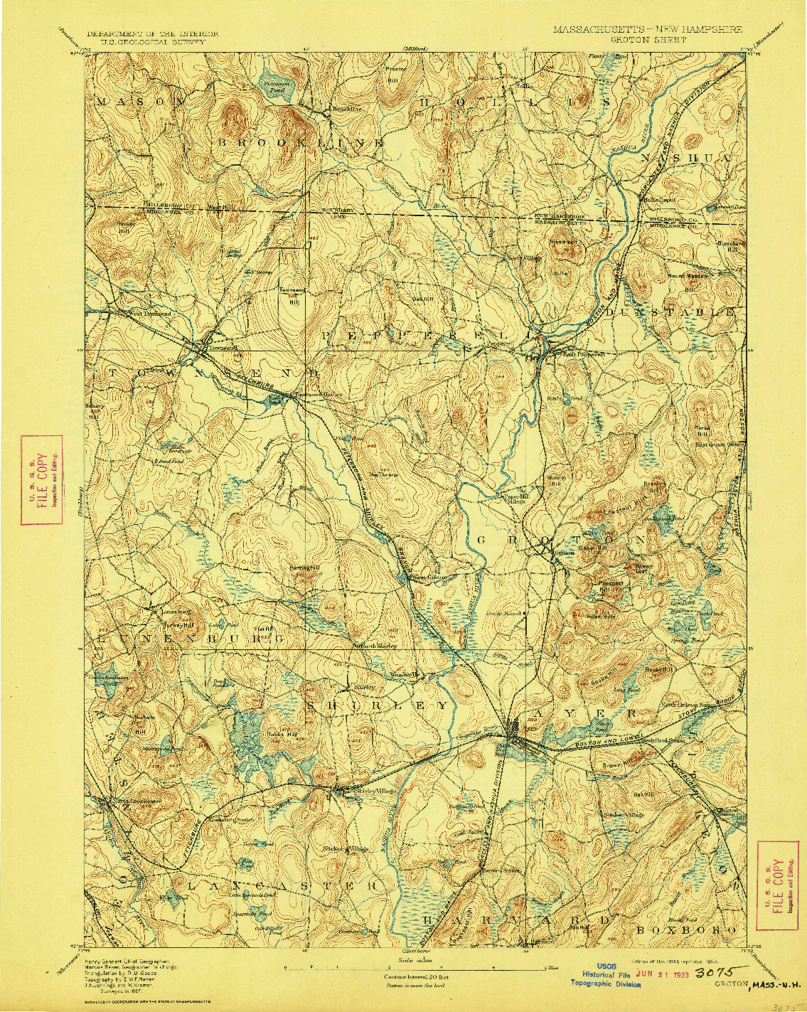 USGS 1:62500-SCALE QUADRANGLE FOR GROTON, MA 1893