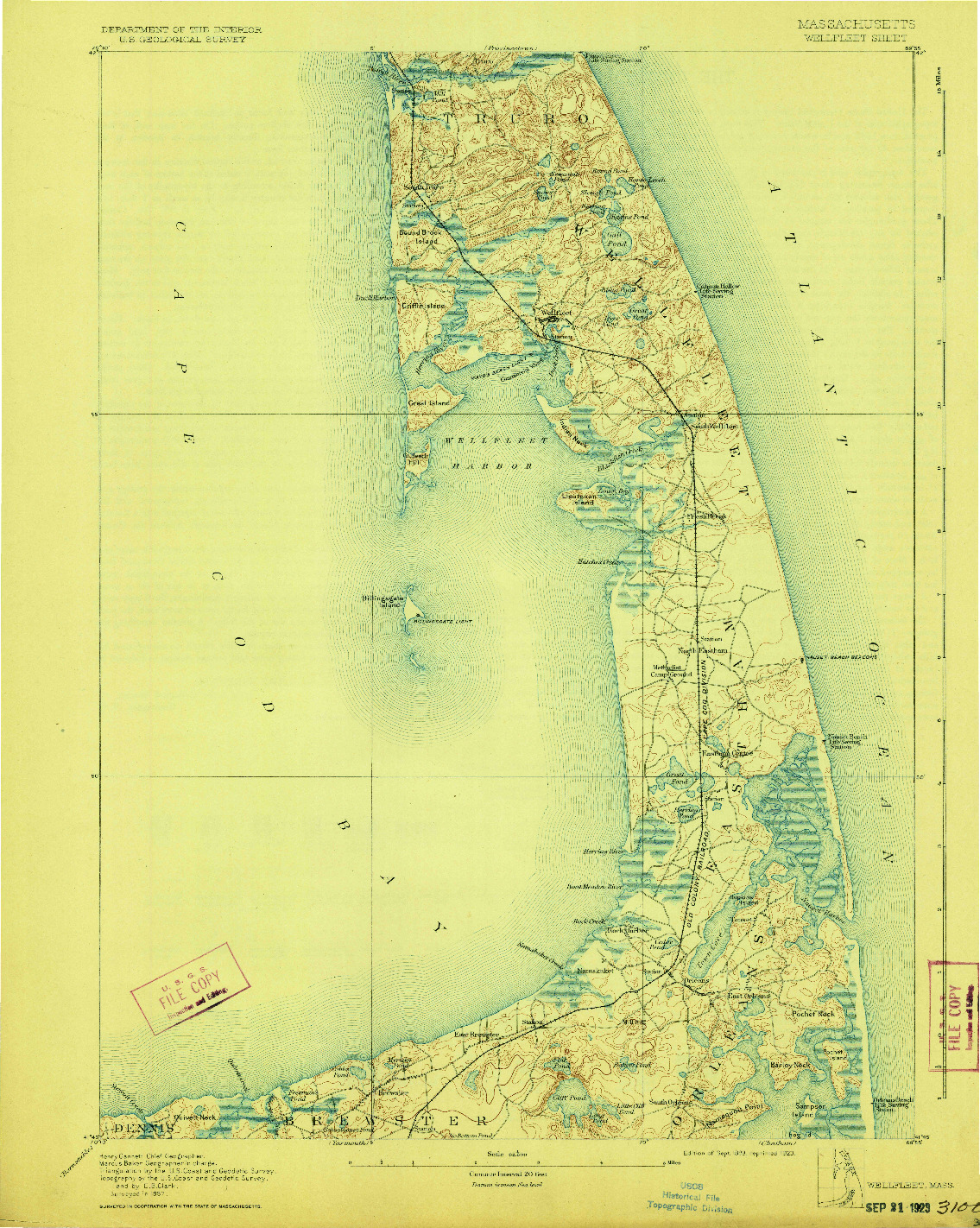 USGS 1:62500-SCALE QUADRANGLE FOR WELLFLEET, MA 1893