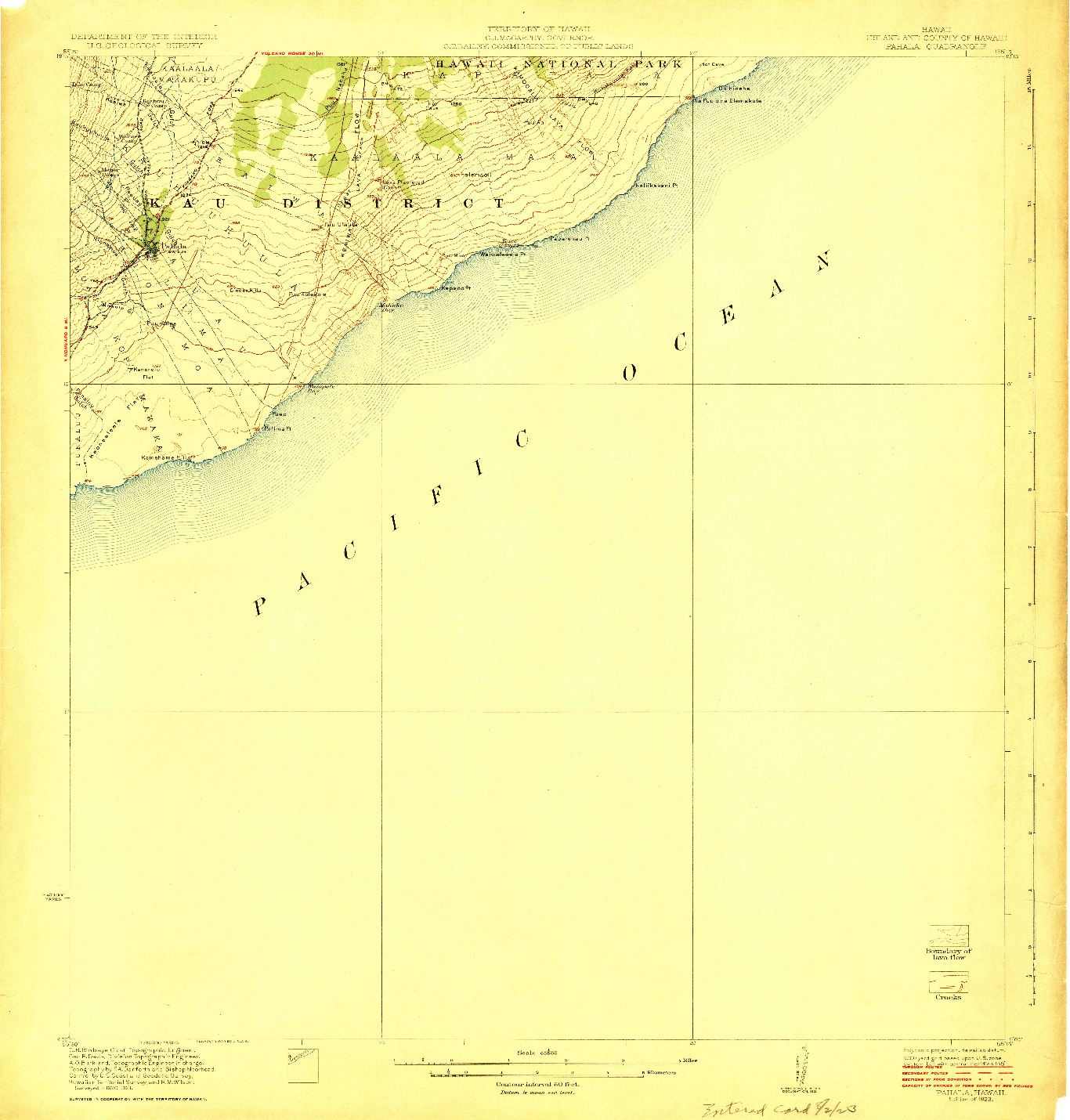 USGS 1:62500-SCALE QUADRANGLE FOR PAHALA, HI 1923