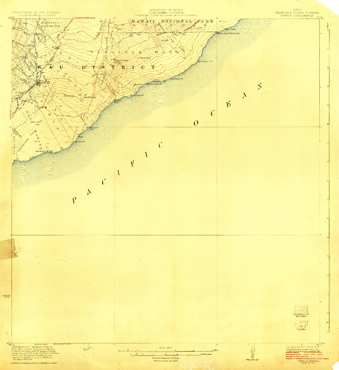 USGS 1:62500-SCALE QUADRANGLE FOR PAHALA, HI 1923