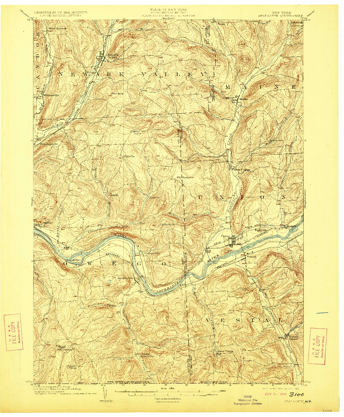 USGS 1:62500-SCALE QUADRANGLE FOR APALACHIN, NY 1904