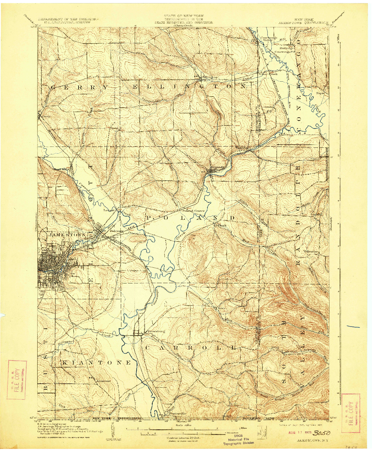 USGS 1:62500-SCALE QUADRANGLE FOR JAMESTOWN, NY 1905