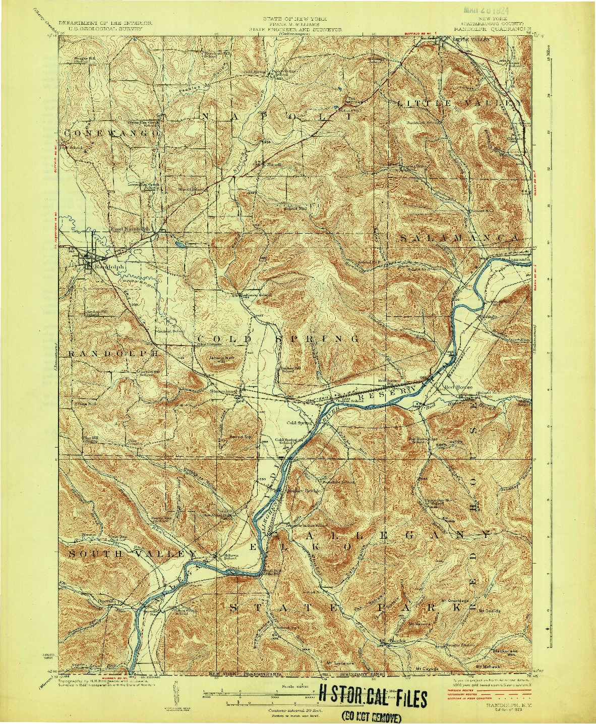 USGS 1:62500-SCALE QUADRANGLE FOR RANDOLPH, NY 1923