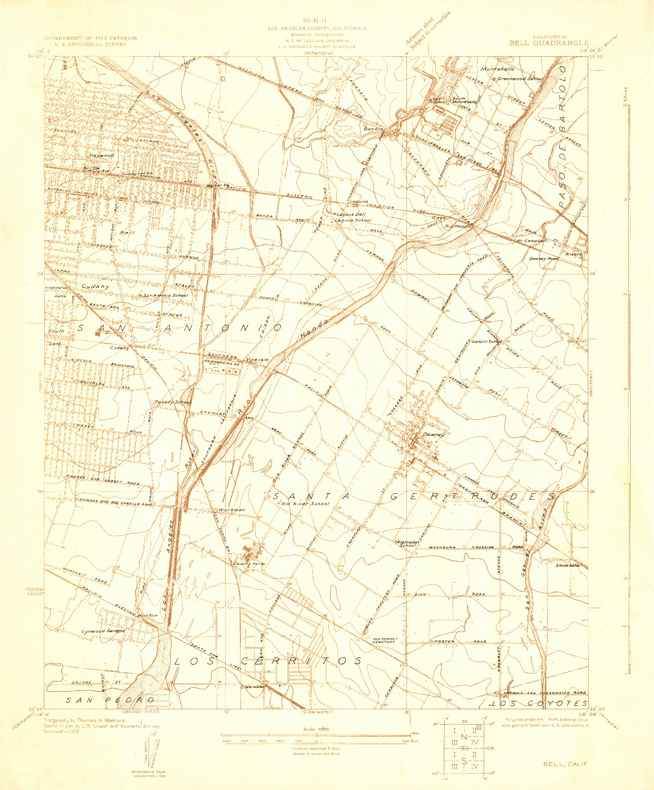 USGS 1:24000-SCALE QUADRANGLE FOR BELL, CA 1923