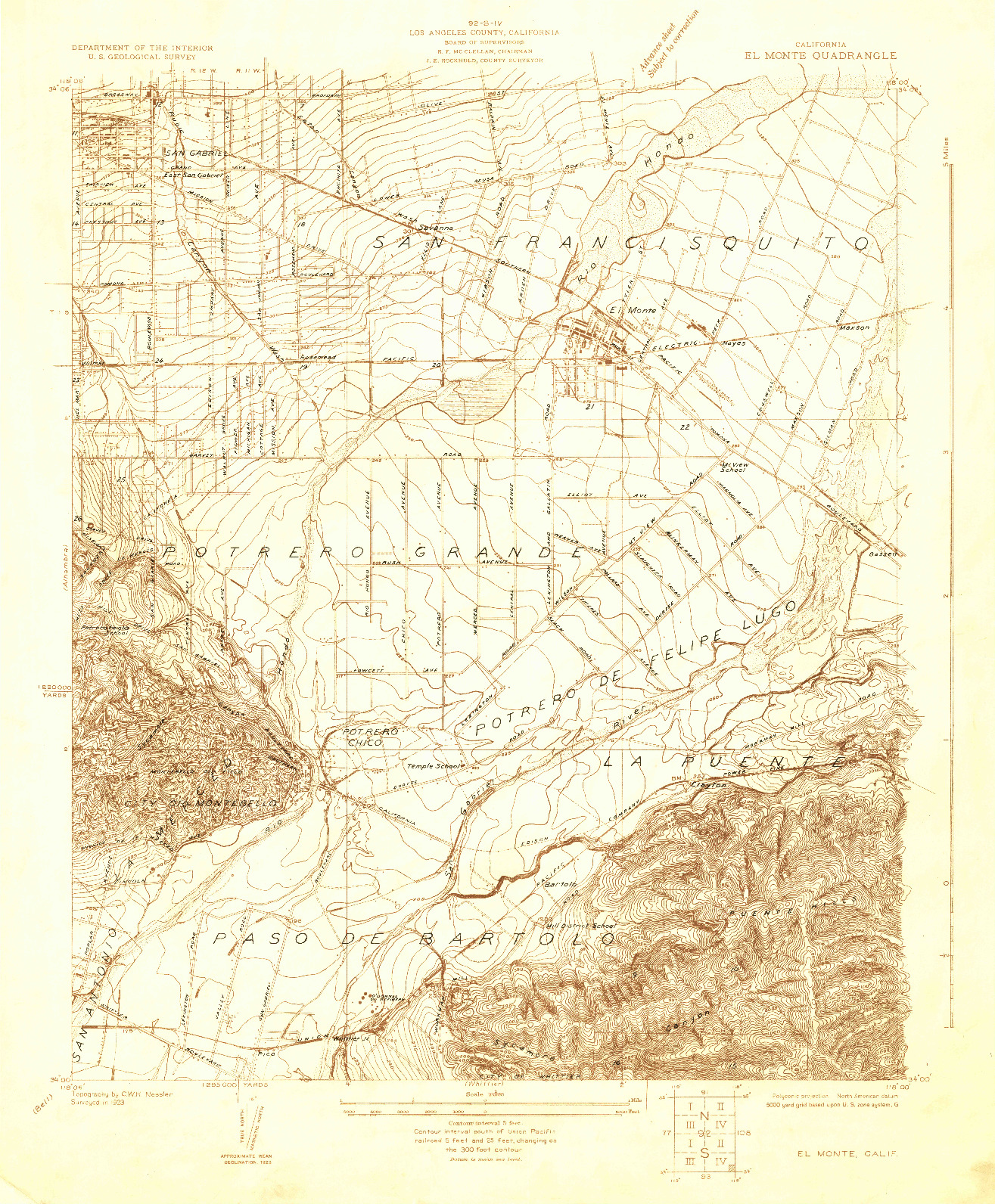 USGS 1:24000-SCALE QUADRANGLE FOR EL MONTE, CA 1923