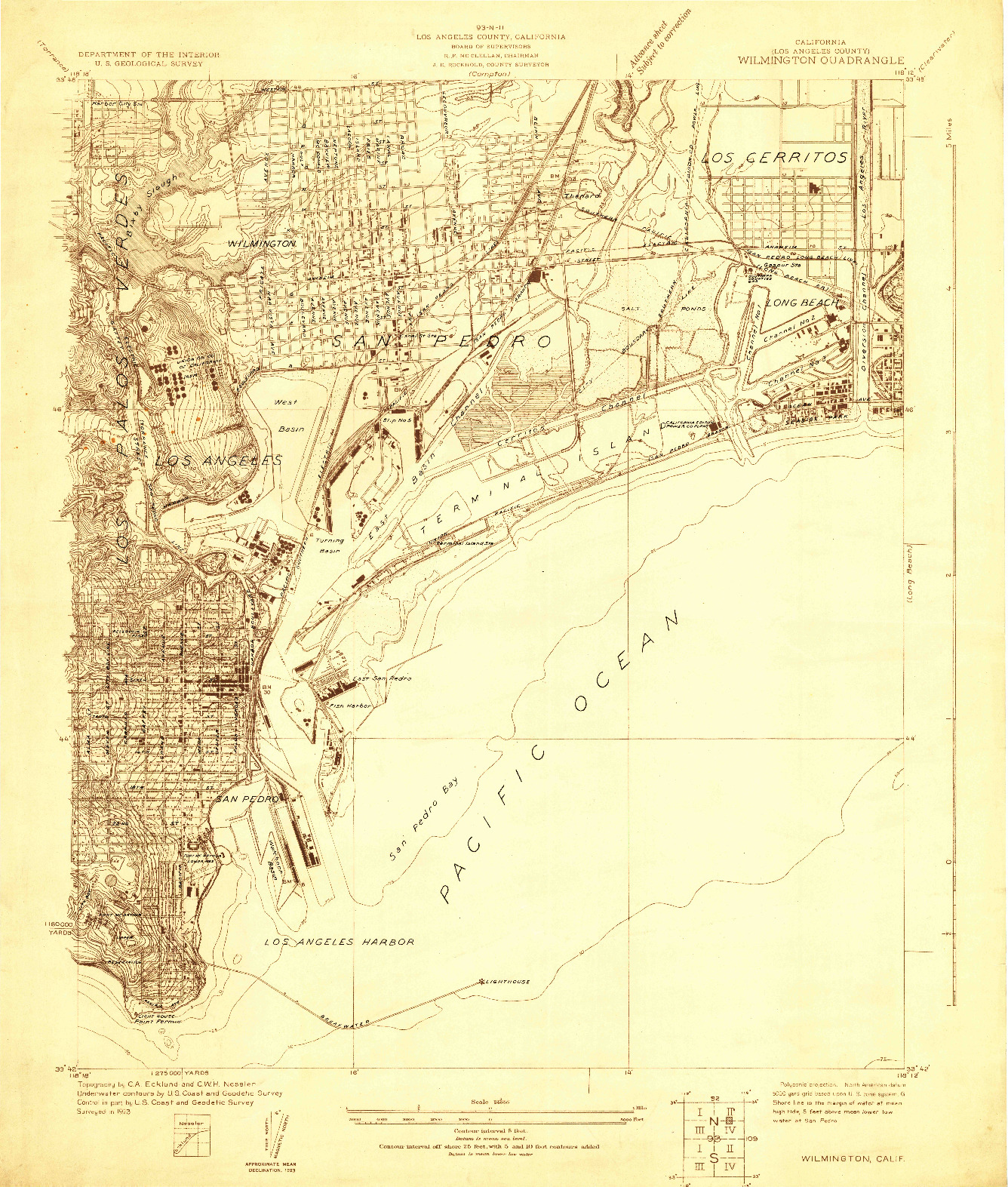 USGS 1:24000-SCALE QUADRANGLE FOR WILMINGTON, CA 1923