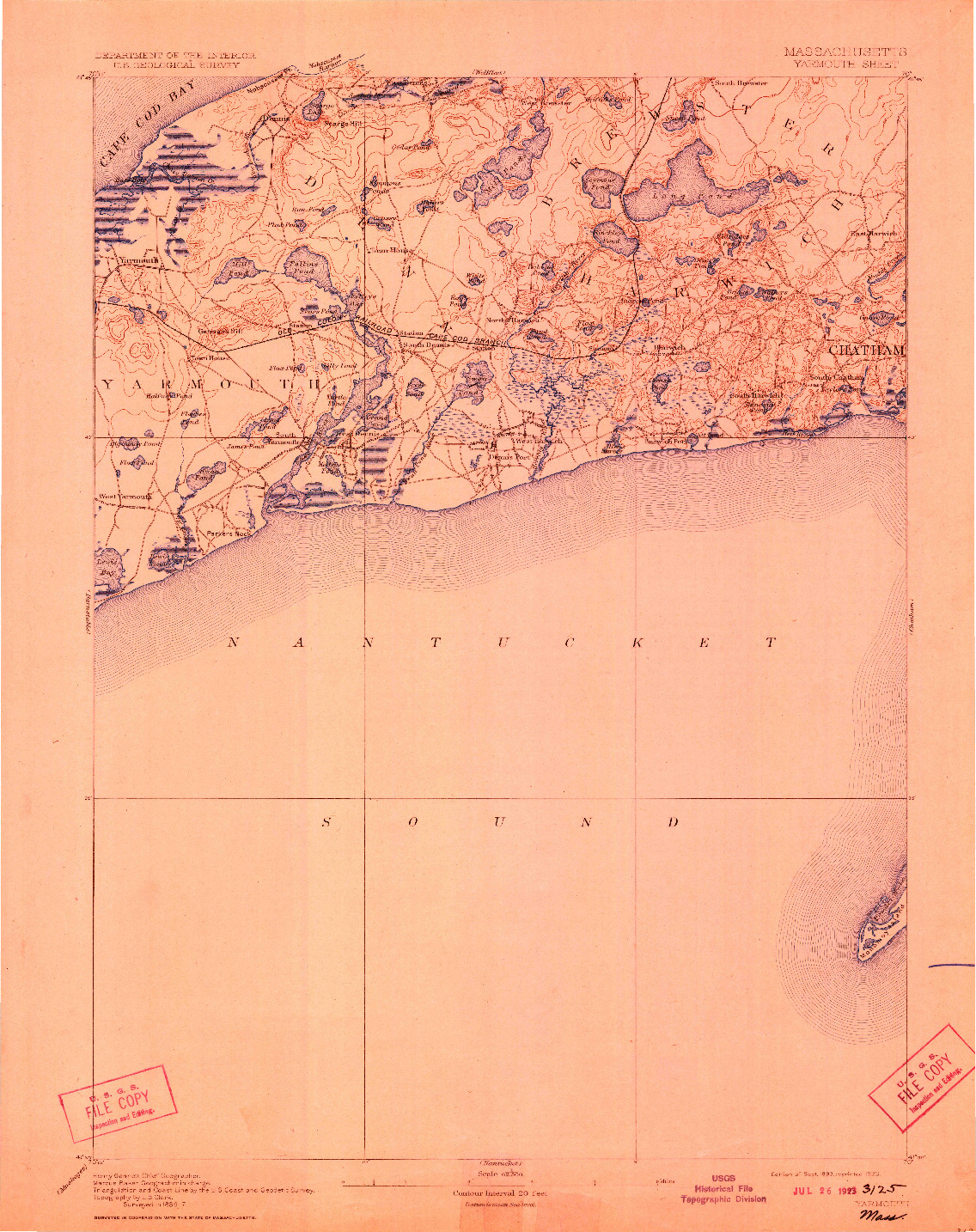 USGS 1:62500-SCALE QUADRANGLE FOR YARMOUTH, MA 1893