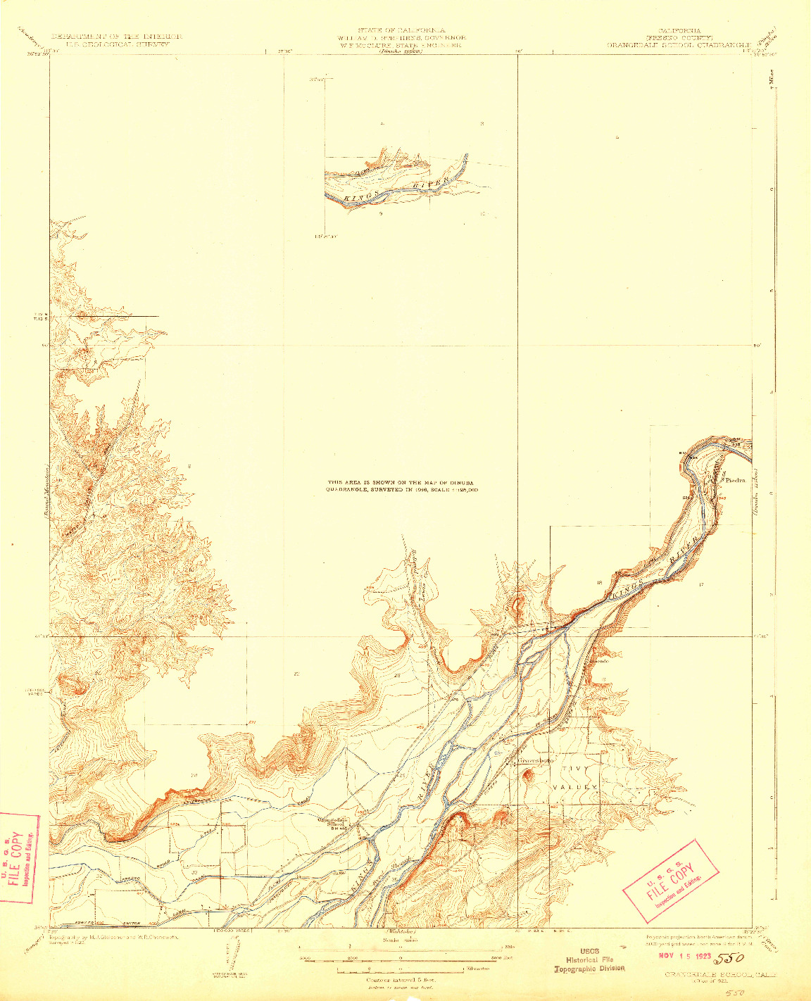 USGS 1:31680-SCALE QUADRANGLE FOR ORANGEDALE SCHOOL, CA 1923