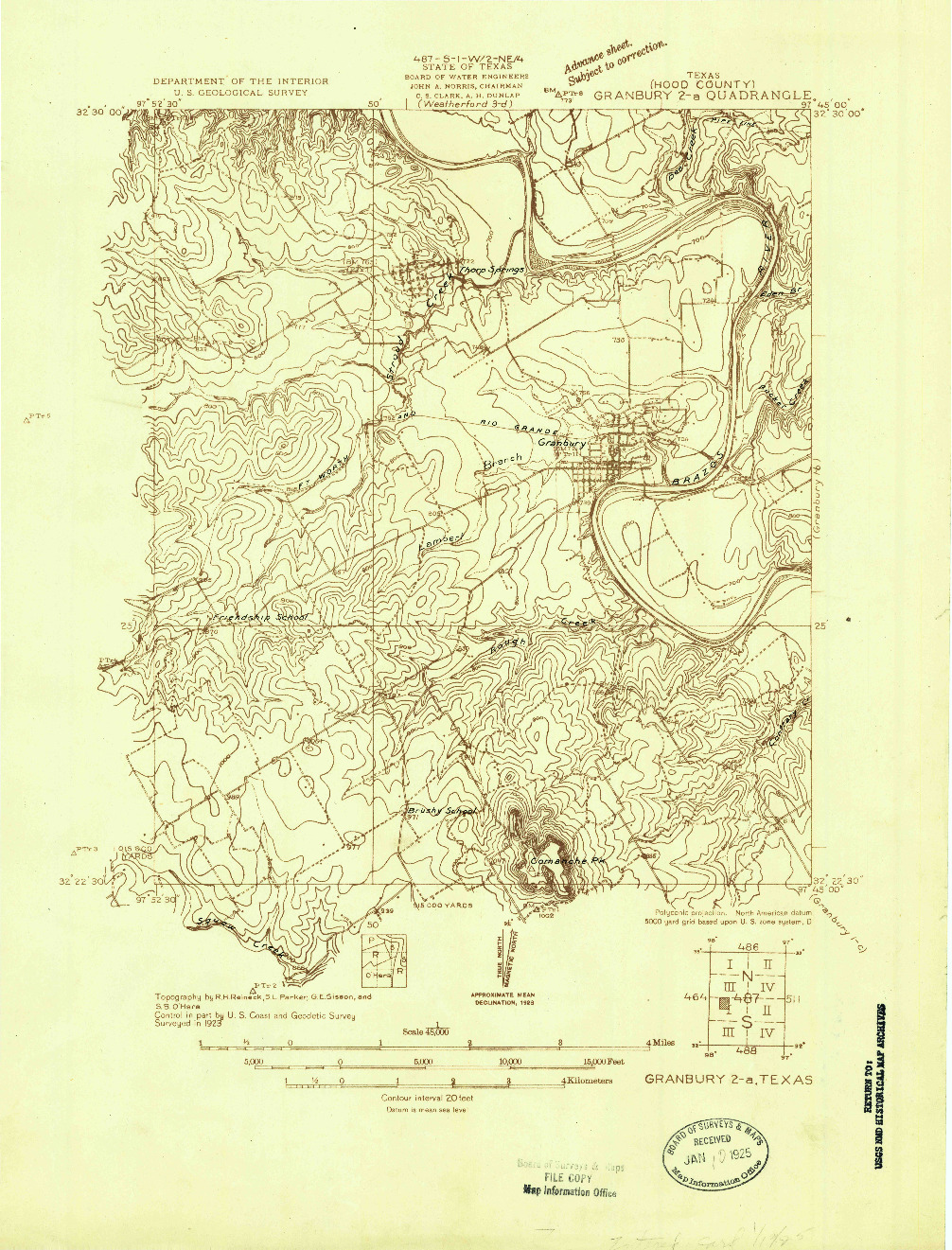 USGS 1:48000-SCALE QUADRANGLE FOR GRANBURY 2-A, TX 1923