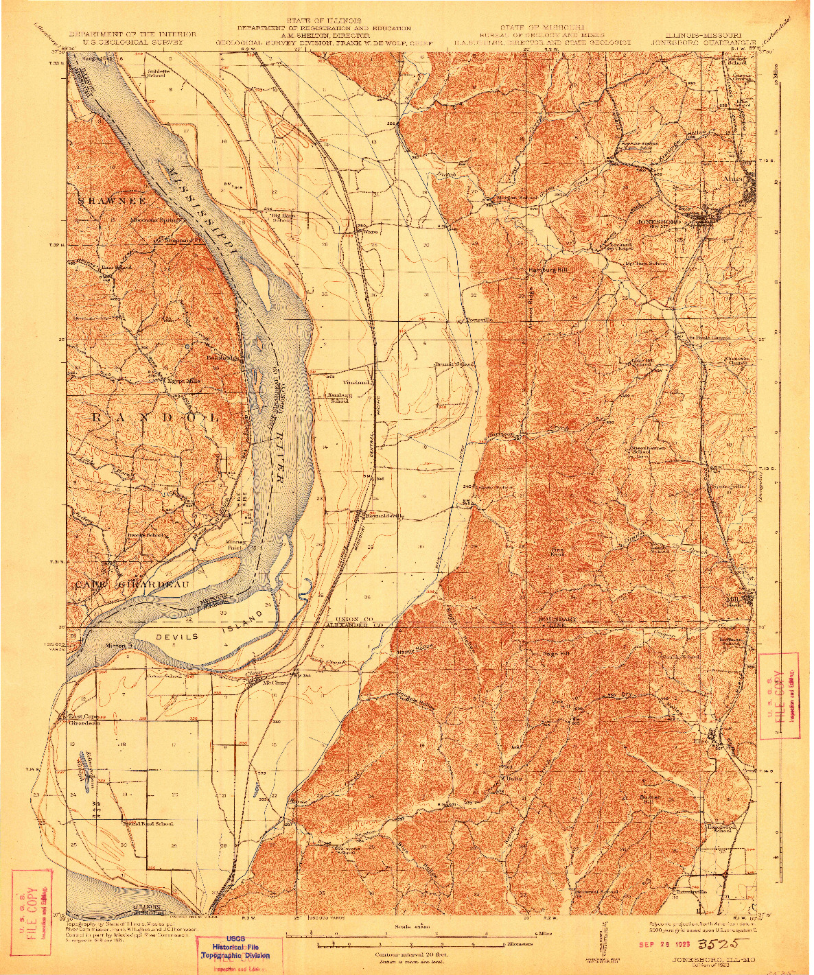 USGS 1:62500-SCALE QUADRANGLE FOR JONESBORO, IL 1923