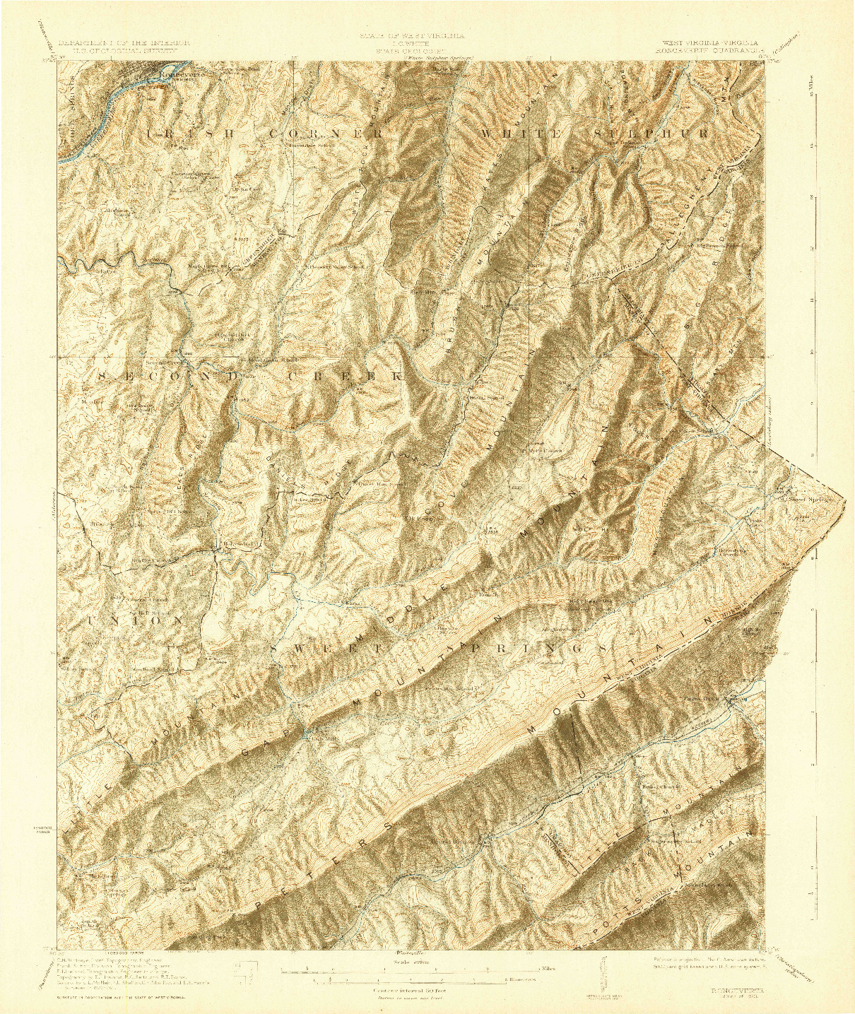 USGS 1:62500-SCALE QUADRANGLE FOR RONCEVERTE, WV 1923