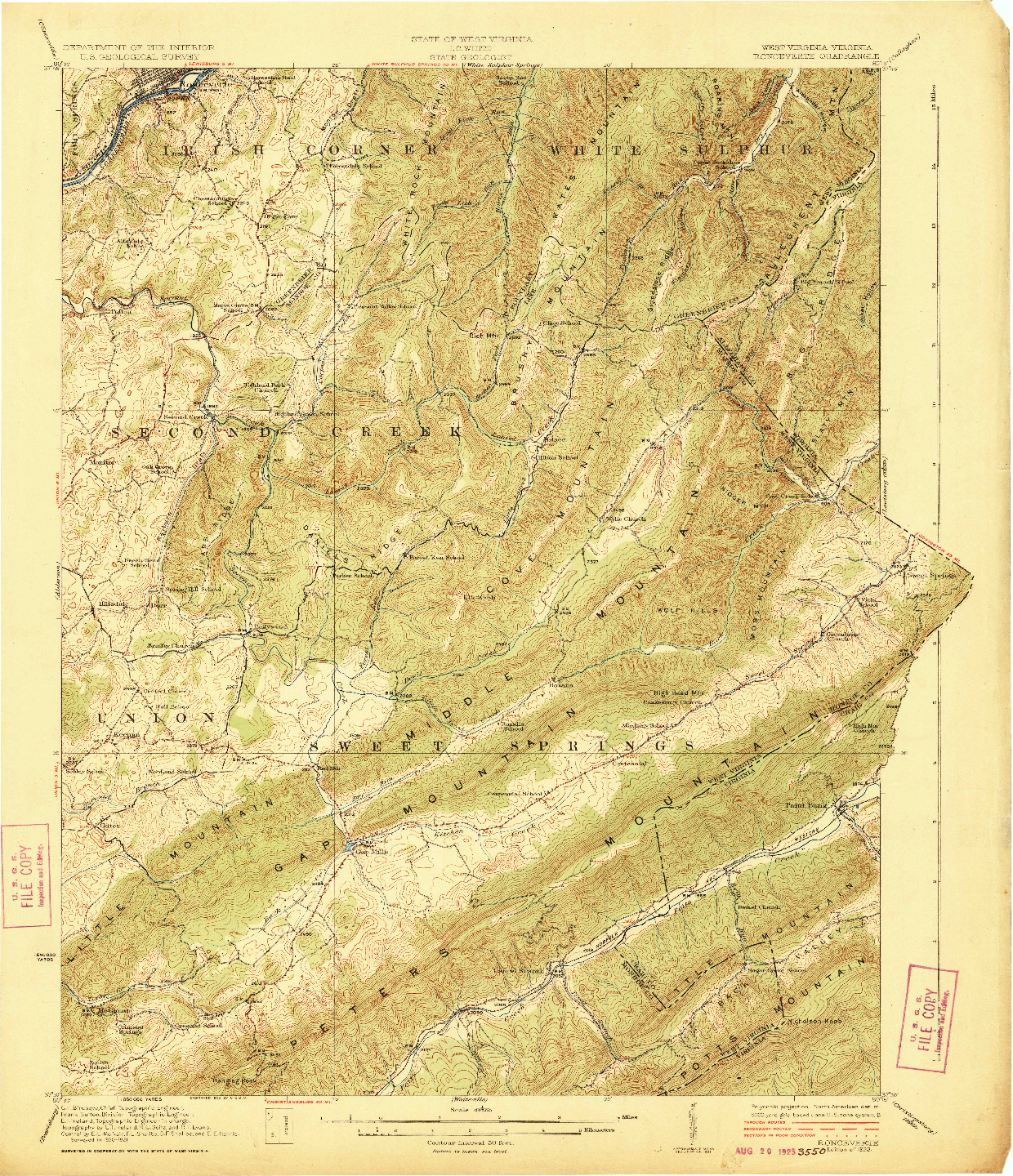 USGS 1:62500-SCALE QUADRANGLE FOR RONCEVERTE, WV 1923