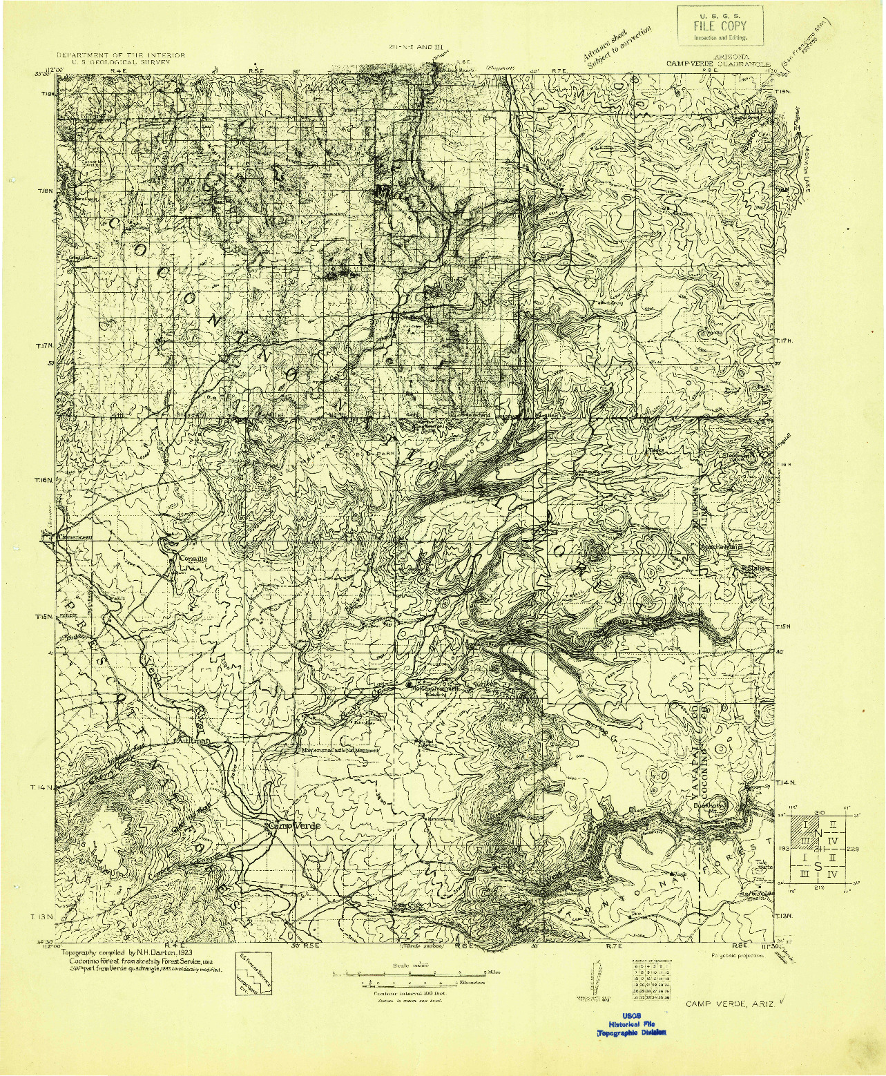 USGS 1:125000-SCALE QUADRANGLE FOR CAMP VERDE, AZ 1923