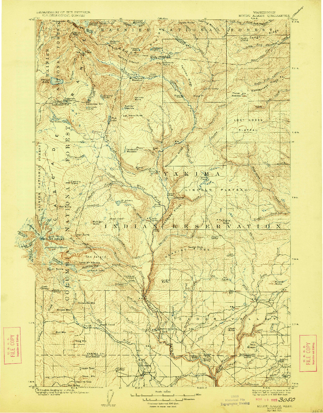 USGS 1:125000-SCALE QUADRANGLE FOR MOUNT ADAMS, WA 1907