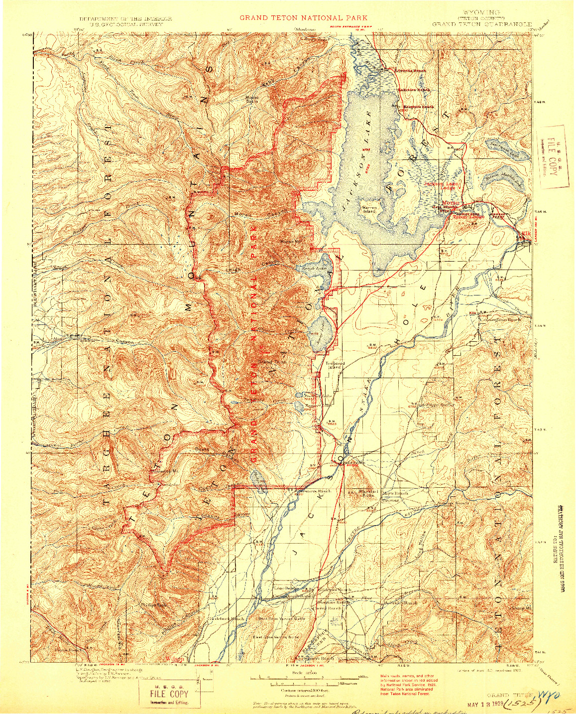 USGS 1:125000-SCALE QUADRANGLE FOR GRAND TETON, WY 1901