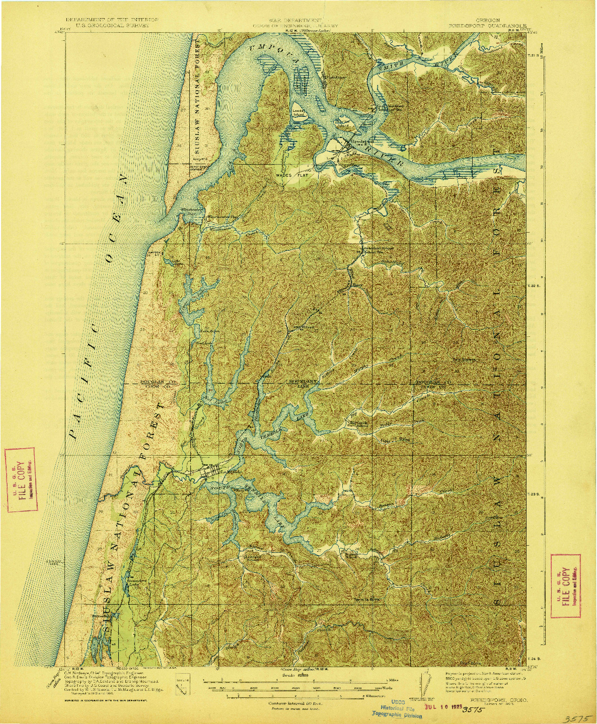 USGS 1:62500-SCALE QUADRANGLE FOR REEDSPORT, OR 1923