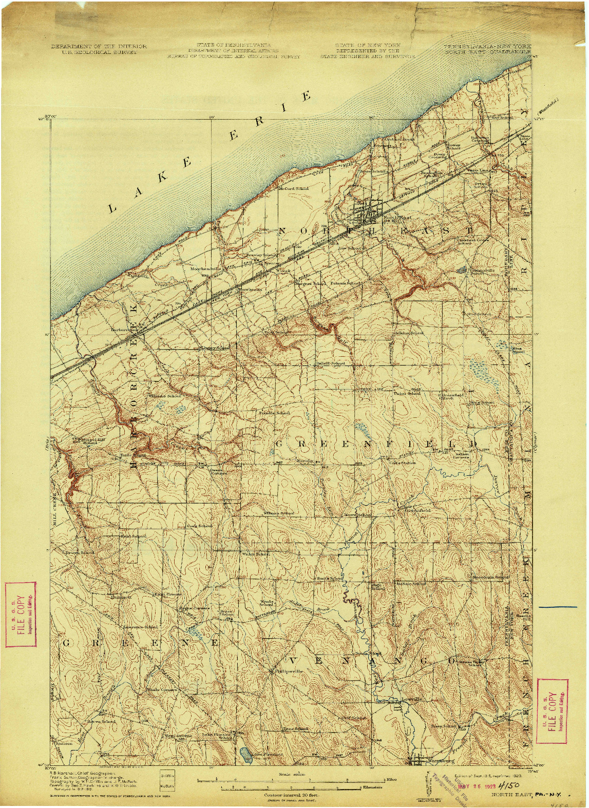 USGS 1:62500-SCALE QUADRANGLE FOR NORTH EAST, PA 1915