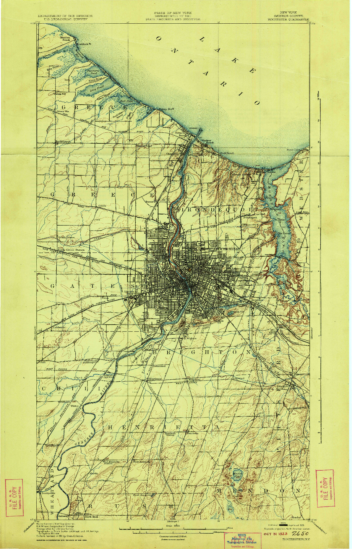 USGS 1:62500-SCALE QUADRANGLE FOR ROCHESTER, NY 1920