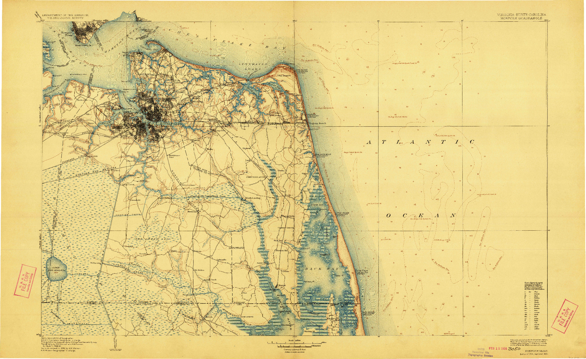 USGS 1:125000-SCALE QUADRANGLE FOR NORFOLK, VA 1902