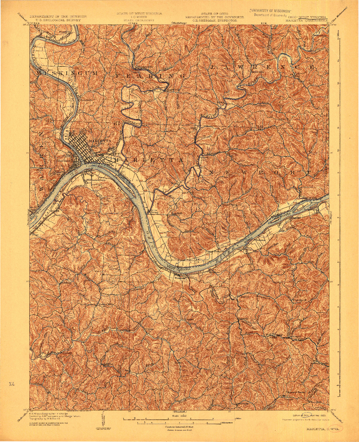 USGS 1:62500-SCALE QUADRANGLE FOR MARIETTA, OH 1904