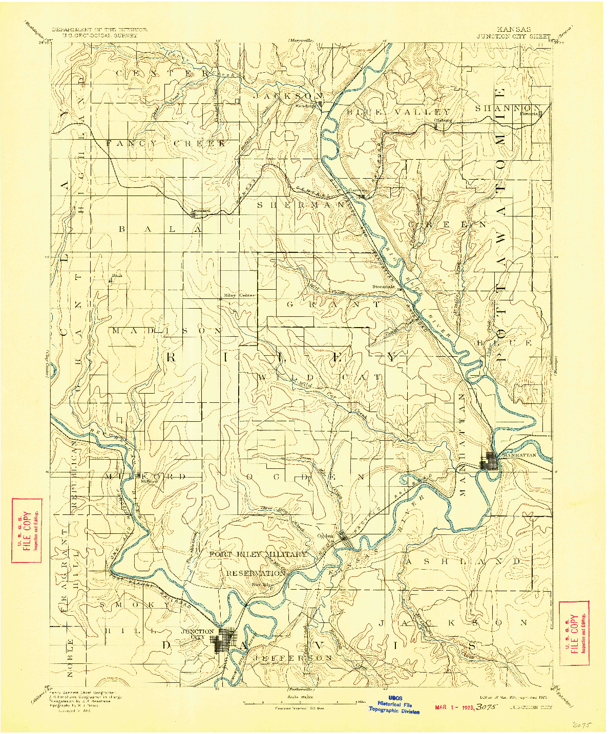 USGS 1:125000-SCALE QUADRANGLE FOR JUNCTION CITY, KS 1894