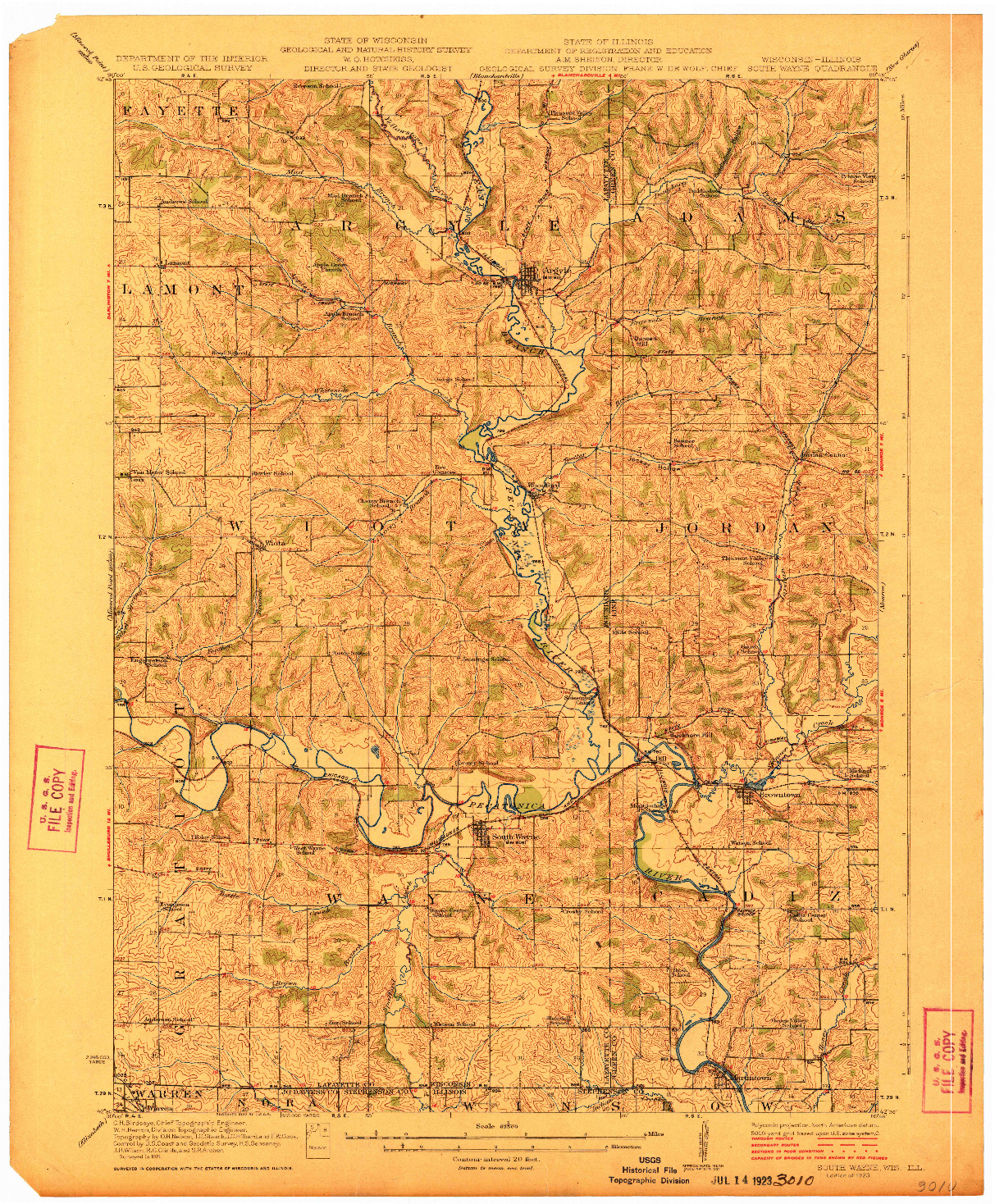 USGS 1:62500-SCALE QUADRANGLE FOR SOUTH WAYNE, WI 1923