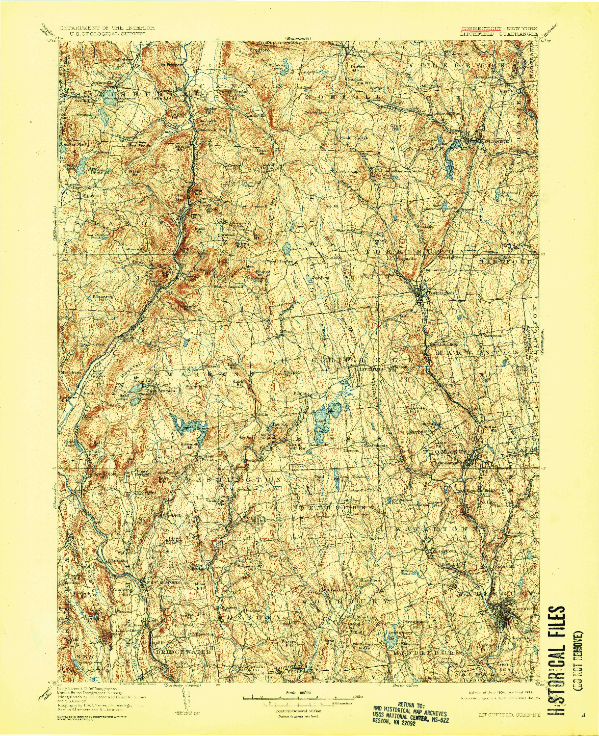 USGS 1:125000-SCALE QUADRANGLE FOR LITCHFIELD, CT 1904