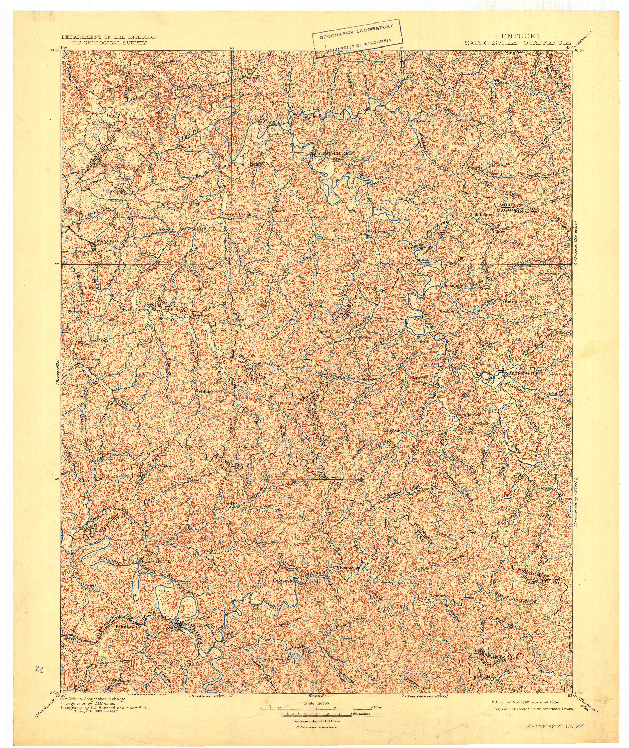 USGS 1:125000-SCALE QUADRANGLE FOR SALYERSVILLE, KY 1899