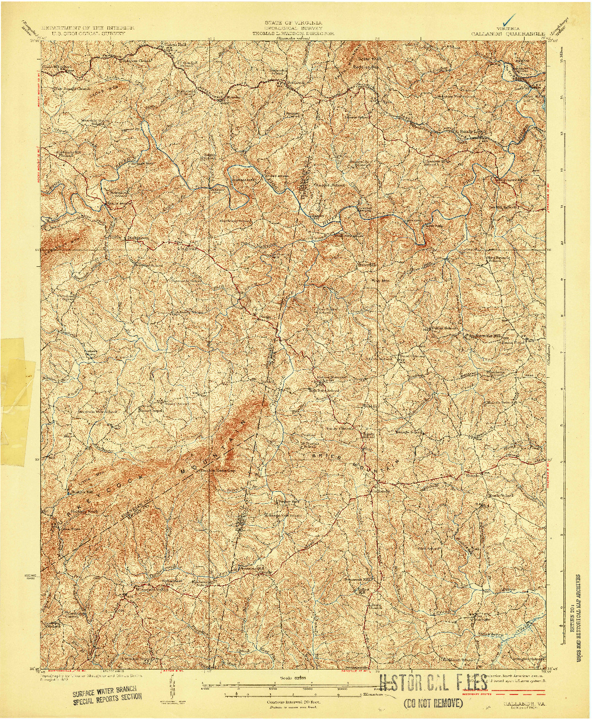 USGS 1:62500-SCALE QUADRANGLE FOR CALLANDS, VA 1924