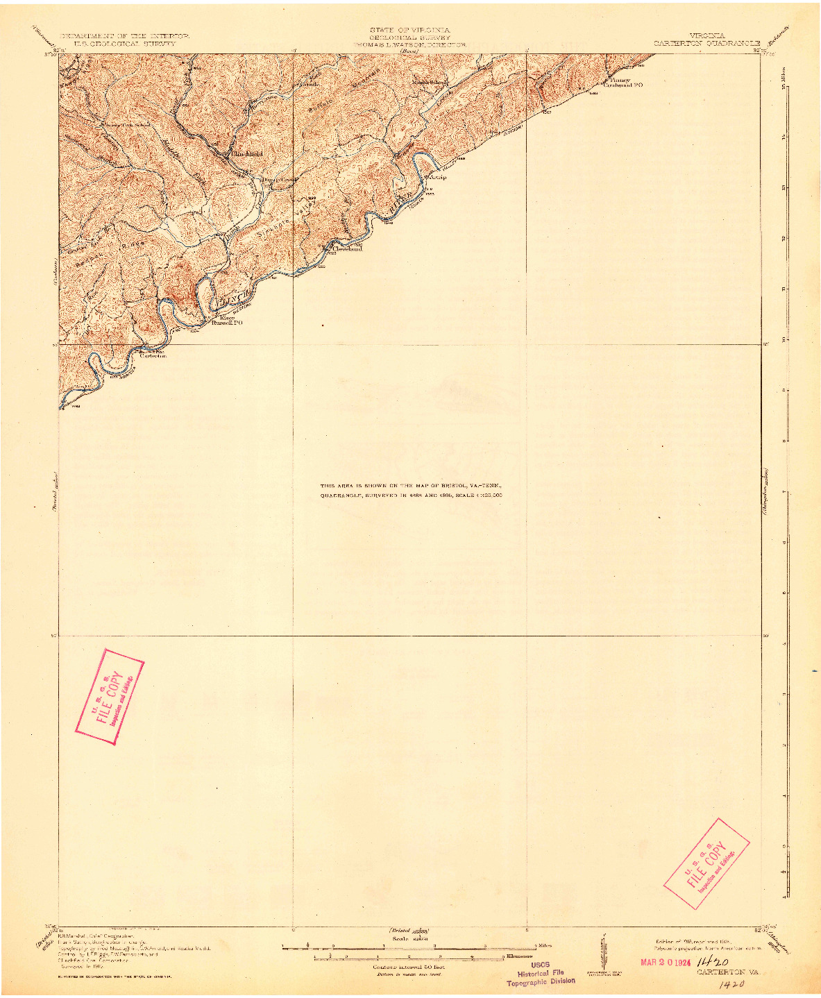 USGS 1:62500-SCALE QUADRANGLE FOR CARTERTON, VA 1918