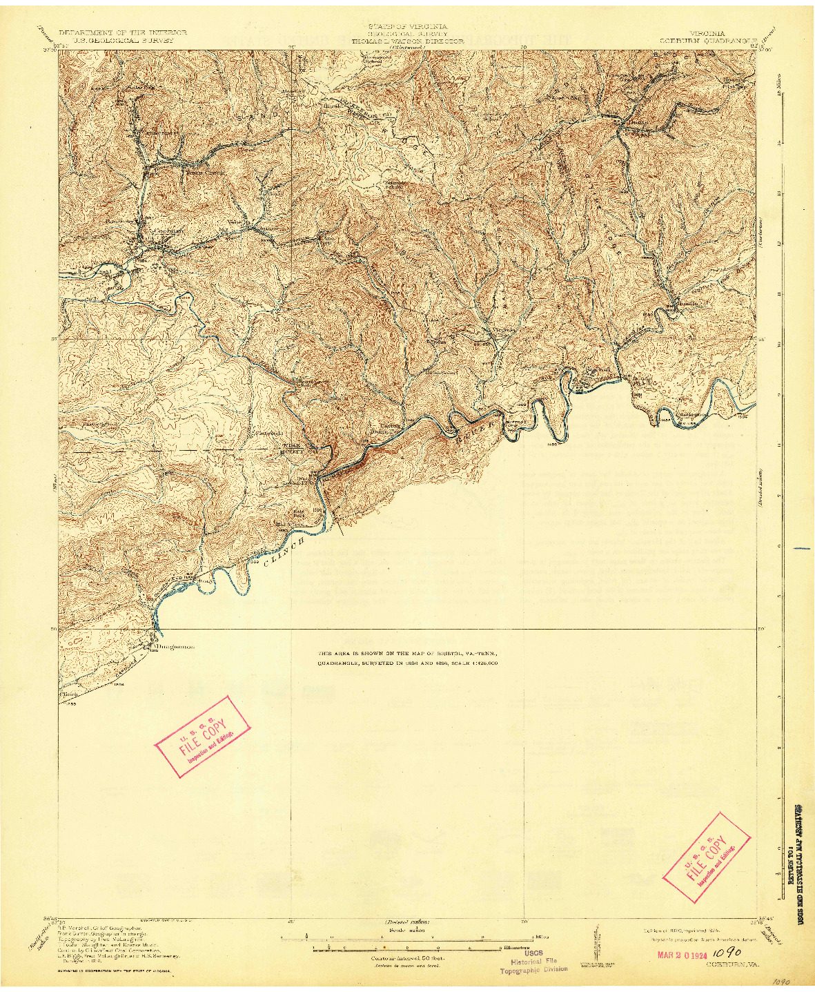 USGS 1:62500-SCALE QUADRANGLE FOR COEBURN, VA 1920