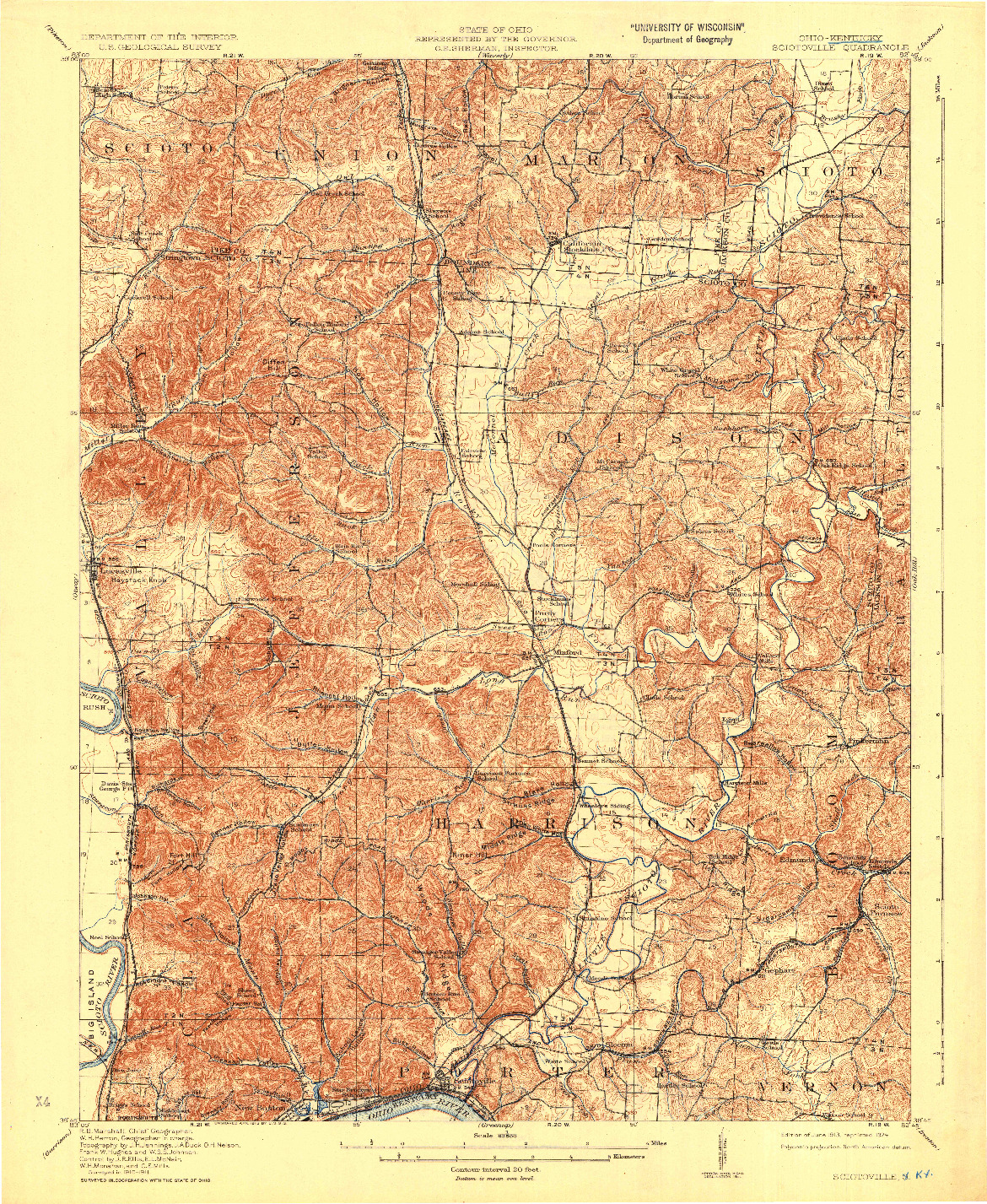 USGS 1:62500-SCALE QUADRANGLE FOR SCIOTOVILLE, OH 1913
