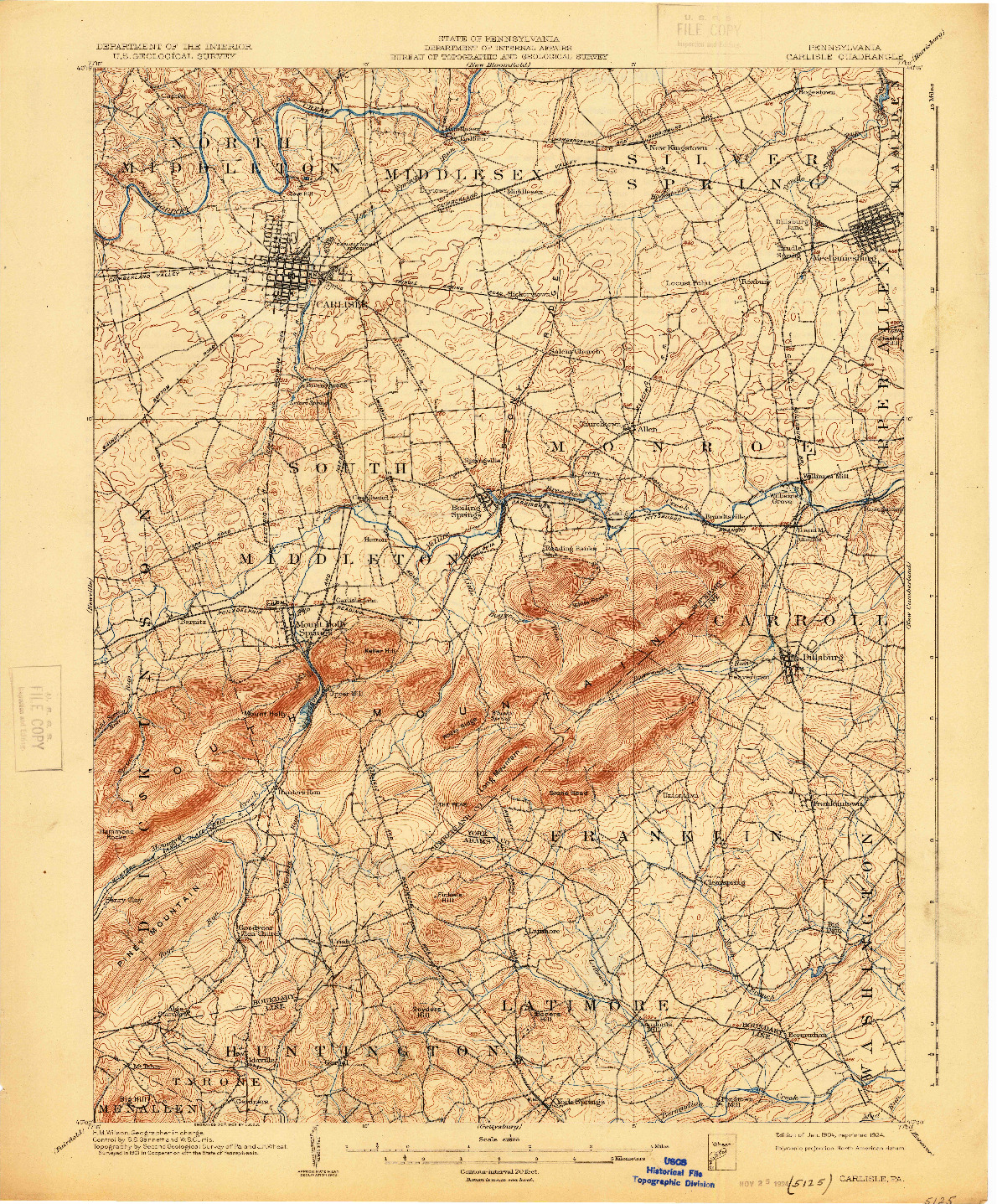 USGS 1:62500-SCALE QUADRANGLE FOR CARLISLE, PA 1904