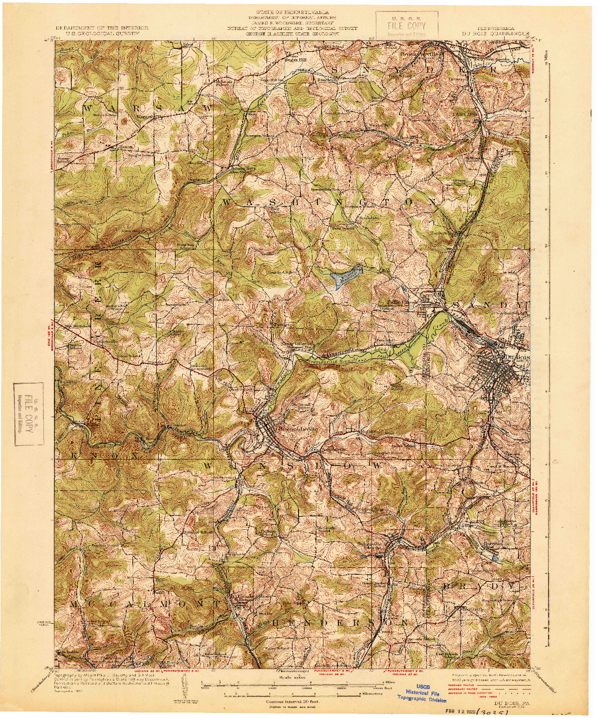 USGS 1:62500-SCALE QUADRANGLE FOR DU BOIS, PA 1924