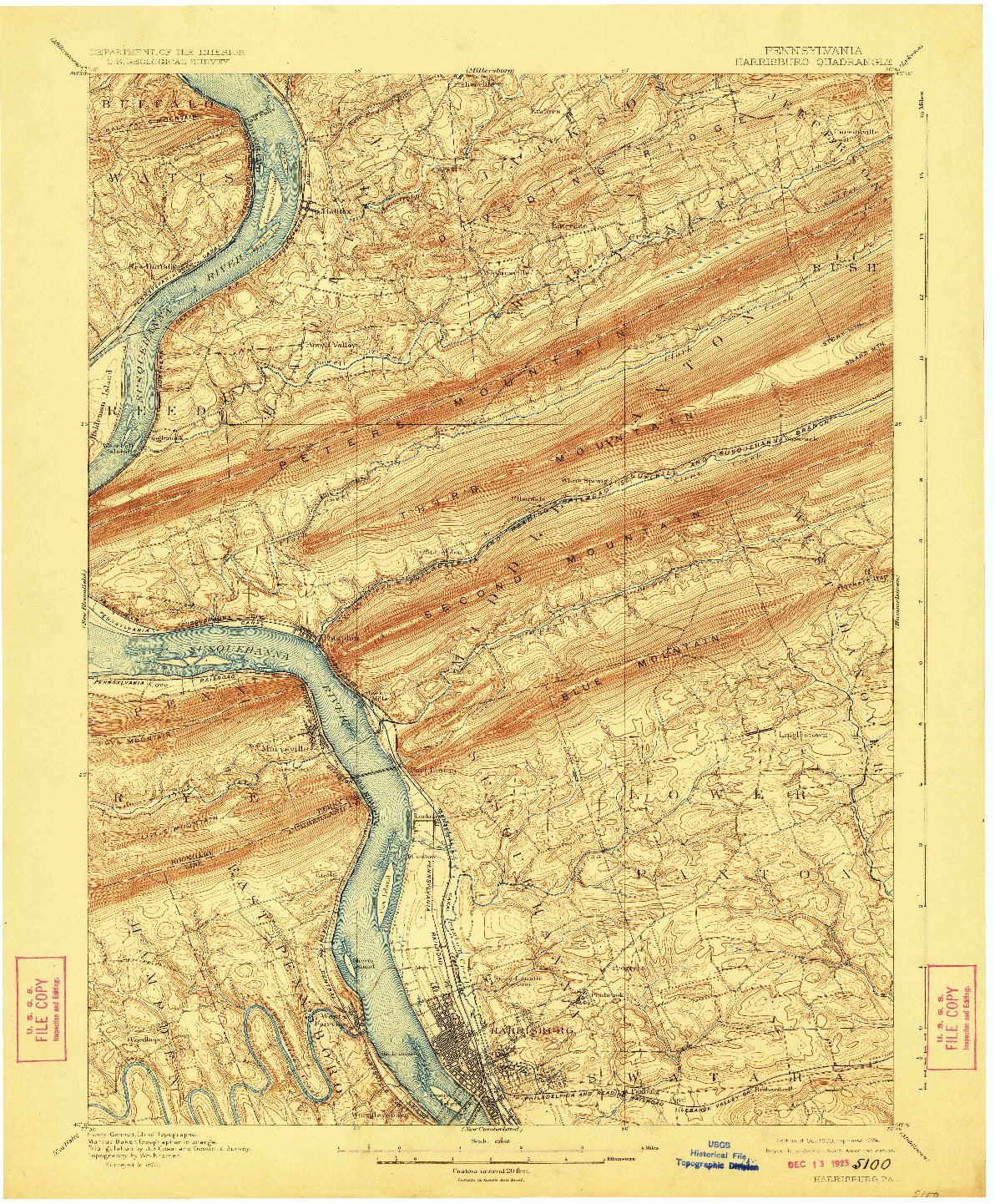 USGS 1:62500-SCALE QUADRANGLE FOR HARRISBURG, PA 1899