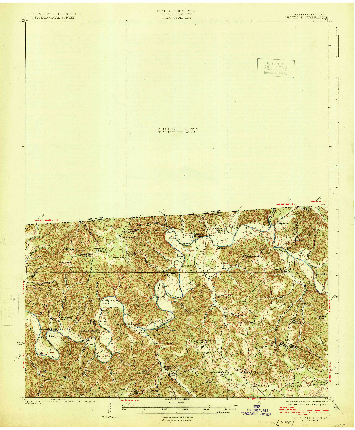USGS 1:62500-SCALE QUADRANGLE FOR LILLYDALE, TN 1924