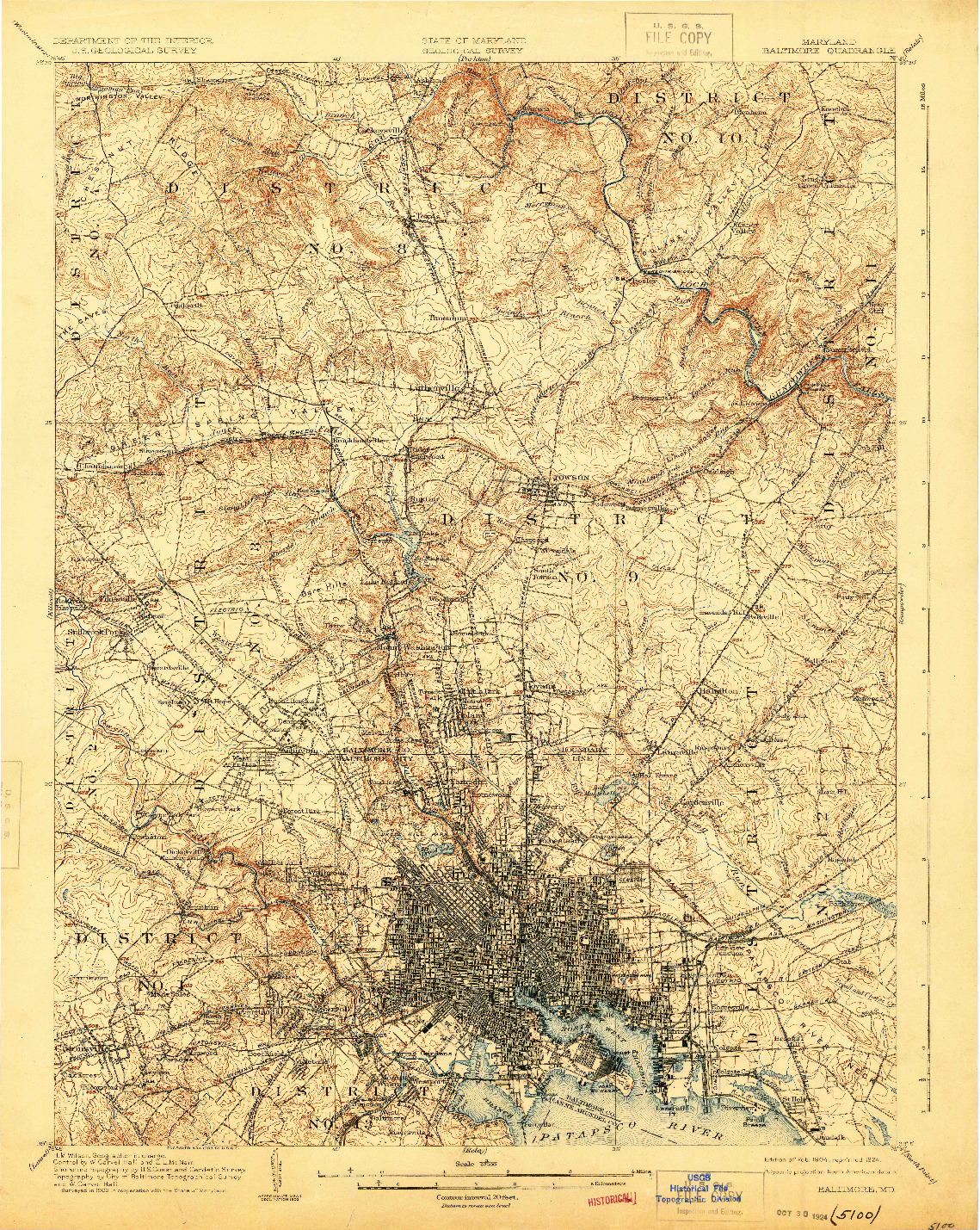 USGS 1:62500-SCALE QUADRANGLE FOR BALTIMORE, MD 1904