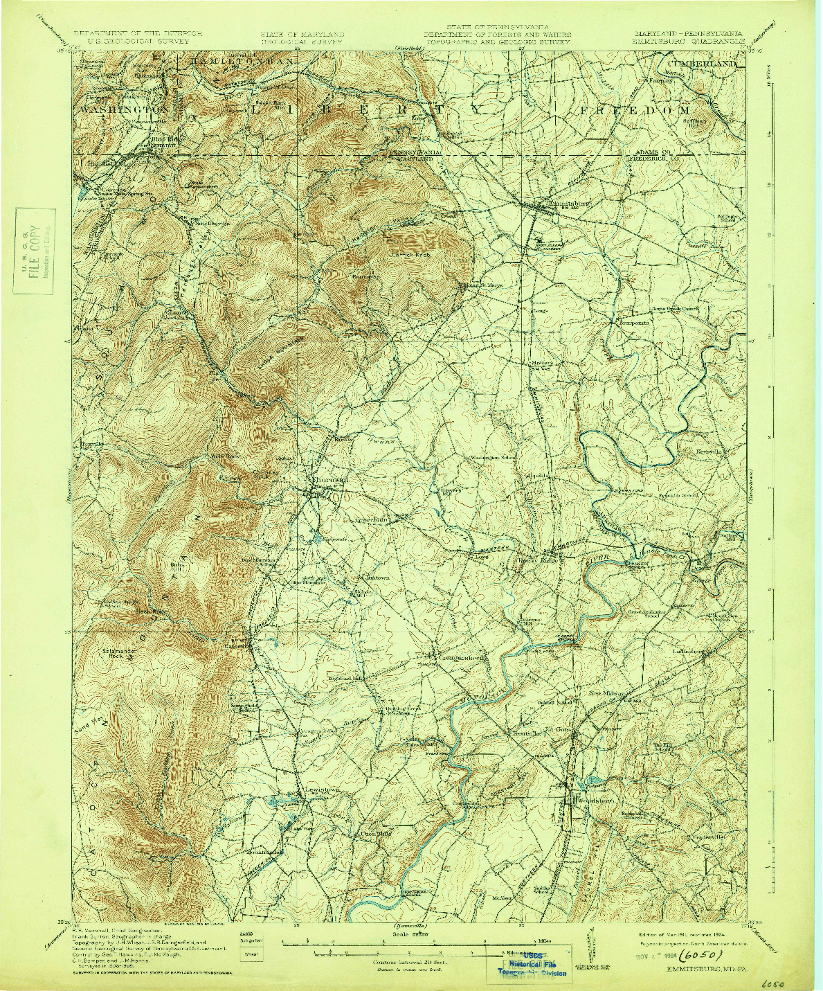 USGS 1:62500-SCALE QUADRANGLE FOR EMMITSBURG, MD 1911