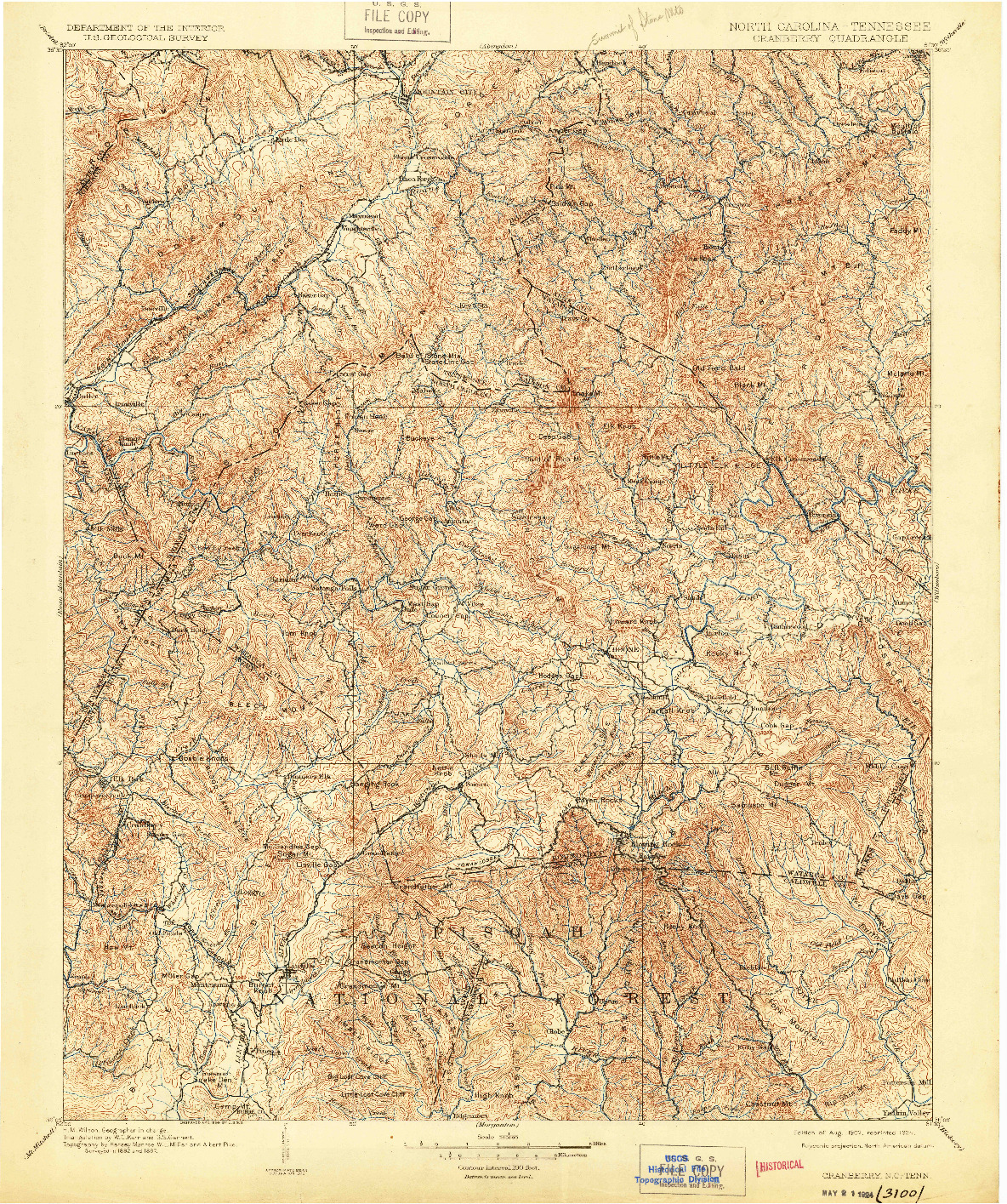 USGS 1:125000-SCALE QUADRANGLE FOR CRANBERRY, NC 1902