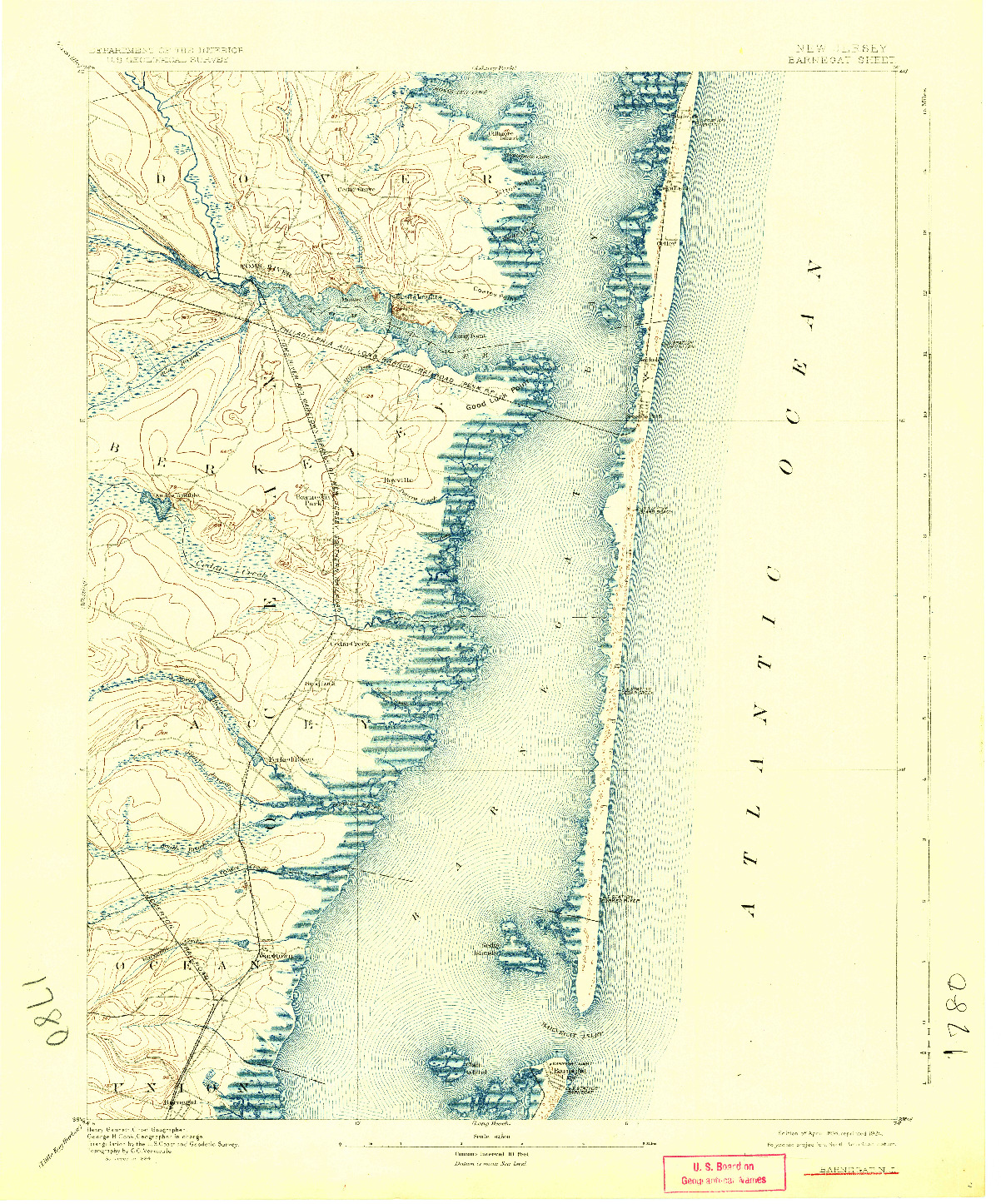 USGS 1:62500-SCALE QUADRANGLE FOR BARNEGAT, NJ 1898