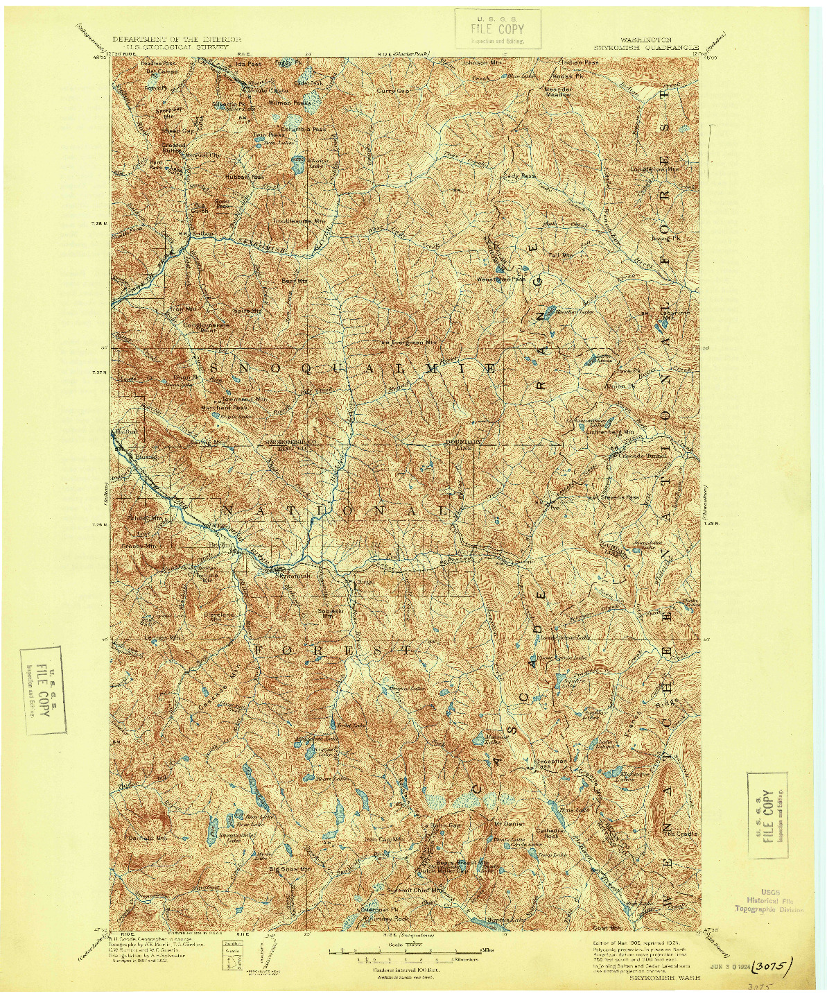 USGS 1:125000-SCALE QUADRANGLE FOR SKYKOMISH, WA 1905