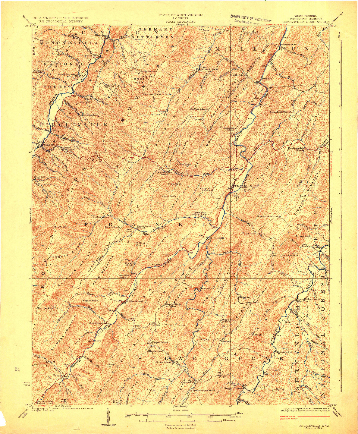 USGS 1:62500-SCALE QUADRANGLE FOR CIRCLEVILLE, WV 1924