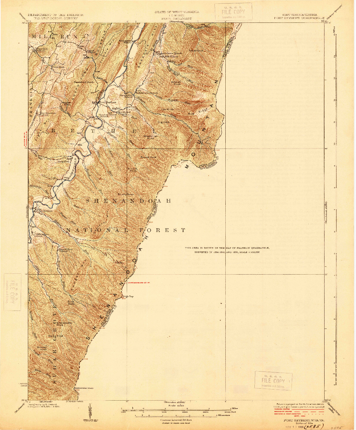 USGS 1:62500-SCALE QUADRANGLE FOR FORT SEYBERT, WV 1924