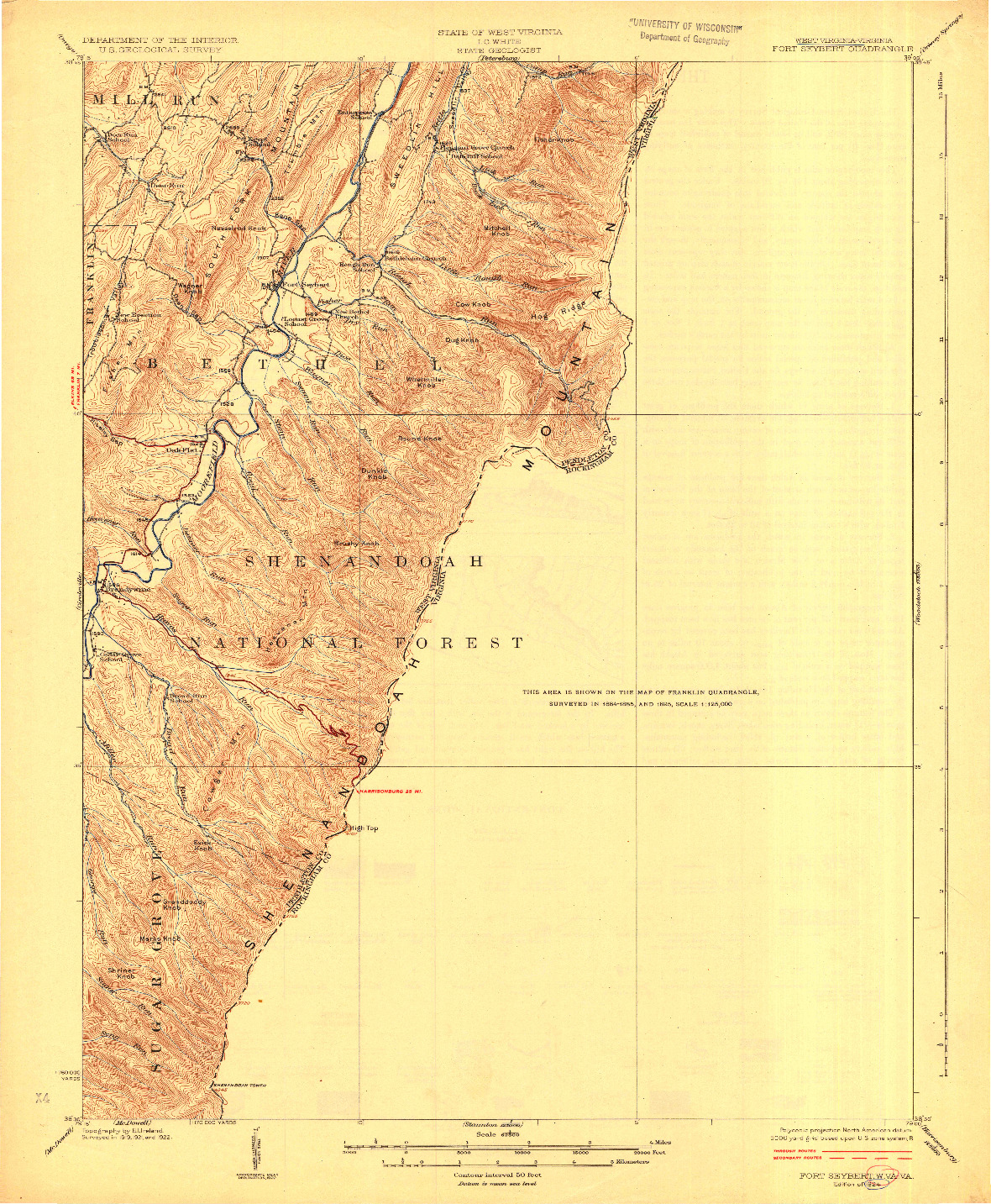 USGS 1:62500-SCALE QUADRANGLE FOR FORT SEYBERT, WV 1924