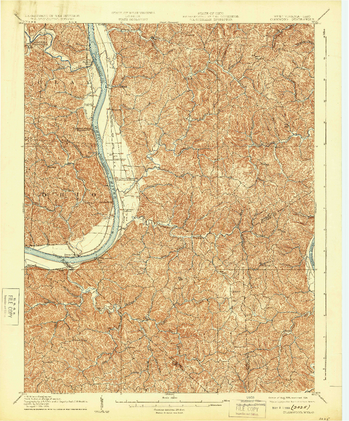 USGS 1:62500-SCALE QUADRANGLE FOR GLENWOOD, WV 1908