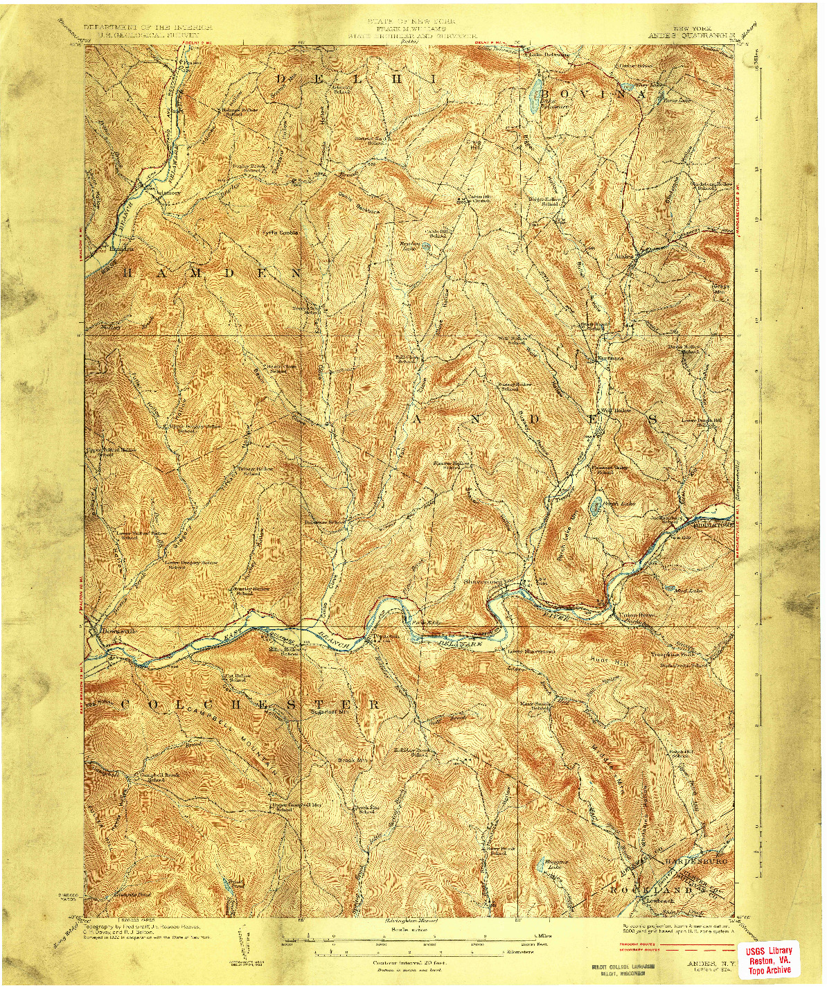 USGS 1:62500-SCALE QUADRANGLE FOR ANDES, NY 1924