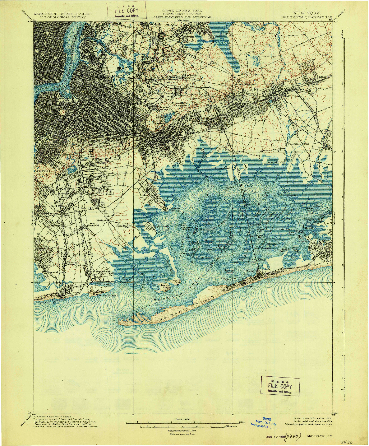 USGS 1:62500-SCALE QUADRANGLE FOR BROOKLYN, NY 1900