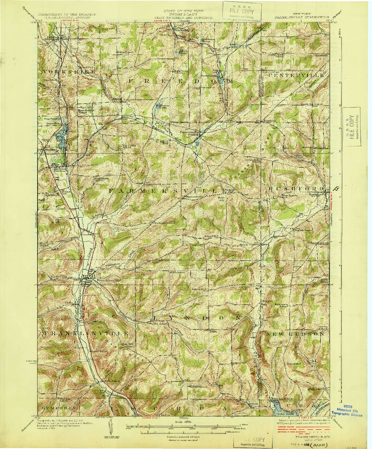 USGS 1:62500-SCALE QUADRANGLE FOR FRANKLINVILLE, NY 1924