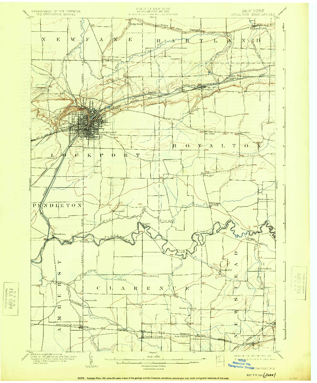 USGS 1:62500-SCALE QUADRANGLE FOR LOCKPORT, NY 1902