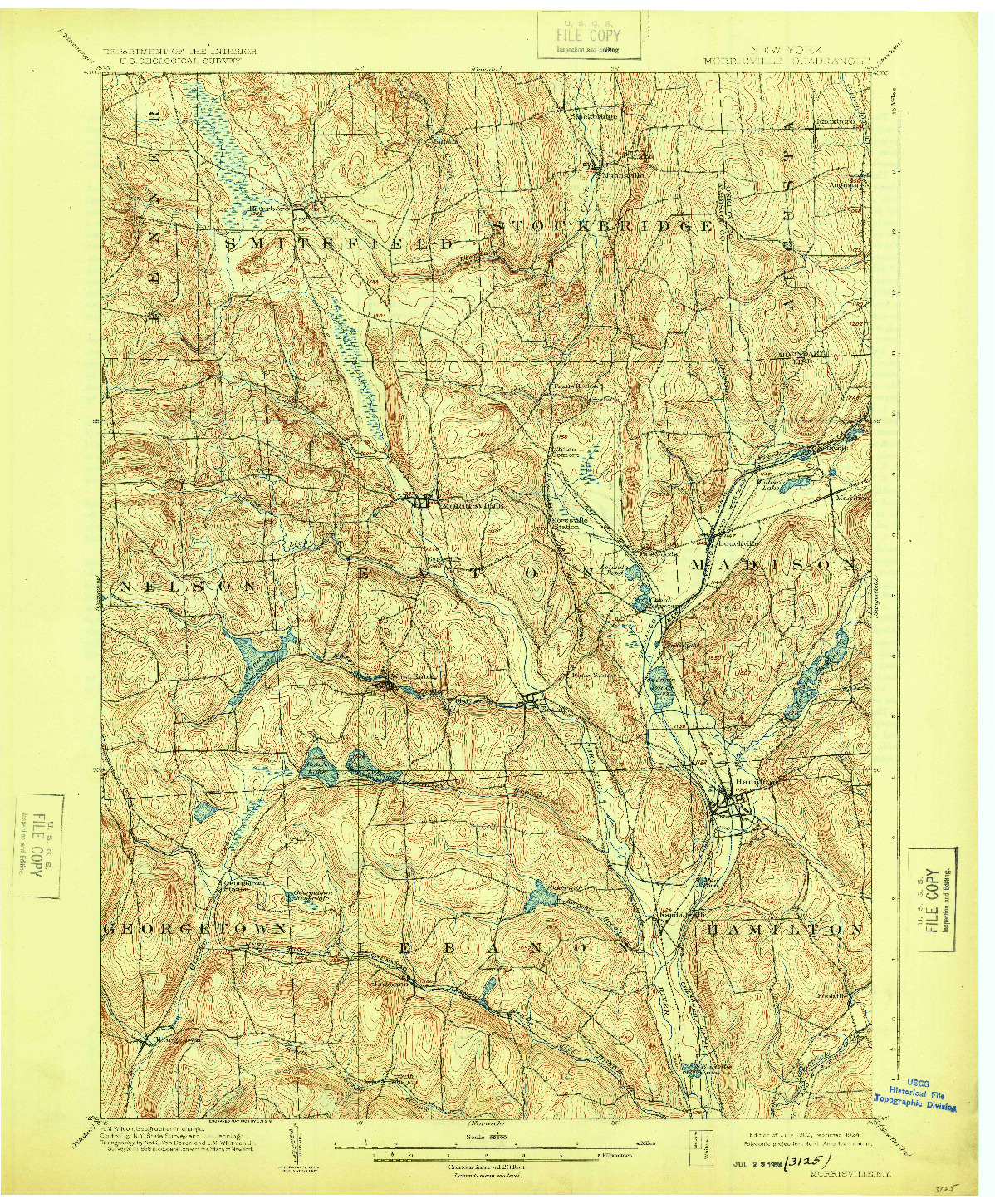 USGS 1:62500-SCALE QUADRANGLE FOR MORRISVILLE, NY 1902